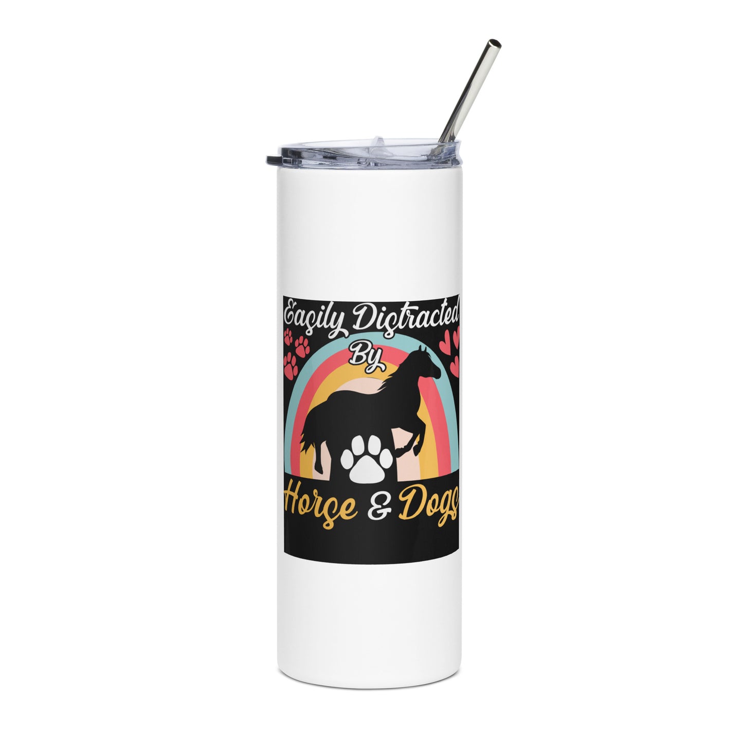 Easily Distracted by Horse and Dogs Stainless steel tumbler