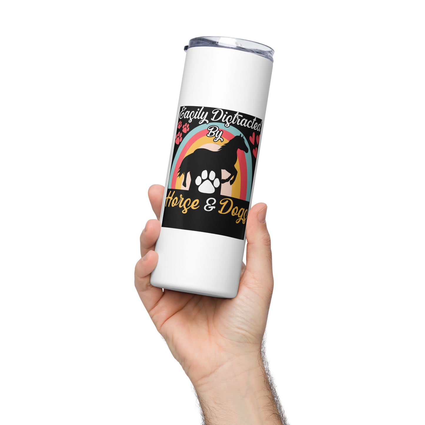 Easily Distracted by Horse and Dogs Stainless steel tumbler
