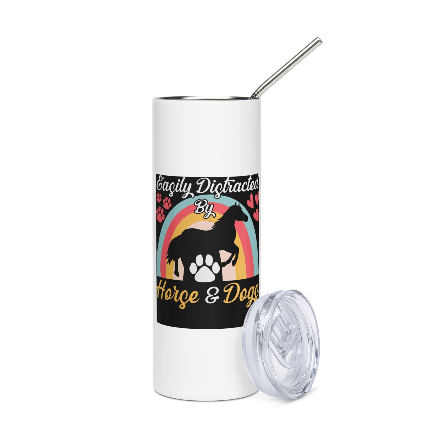 Easily Distracted by Horse and Dogs Stainless steel tumbler