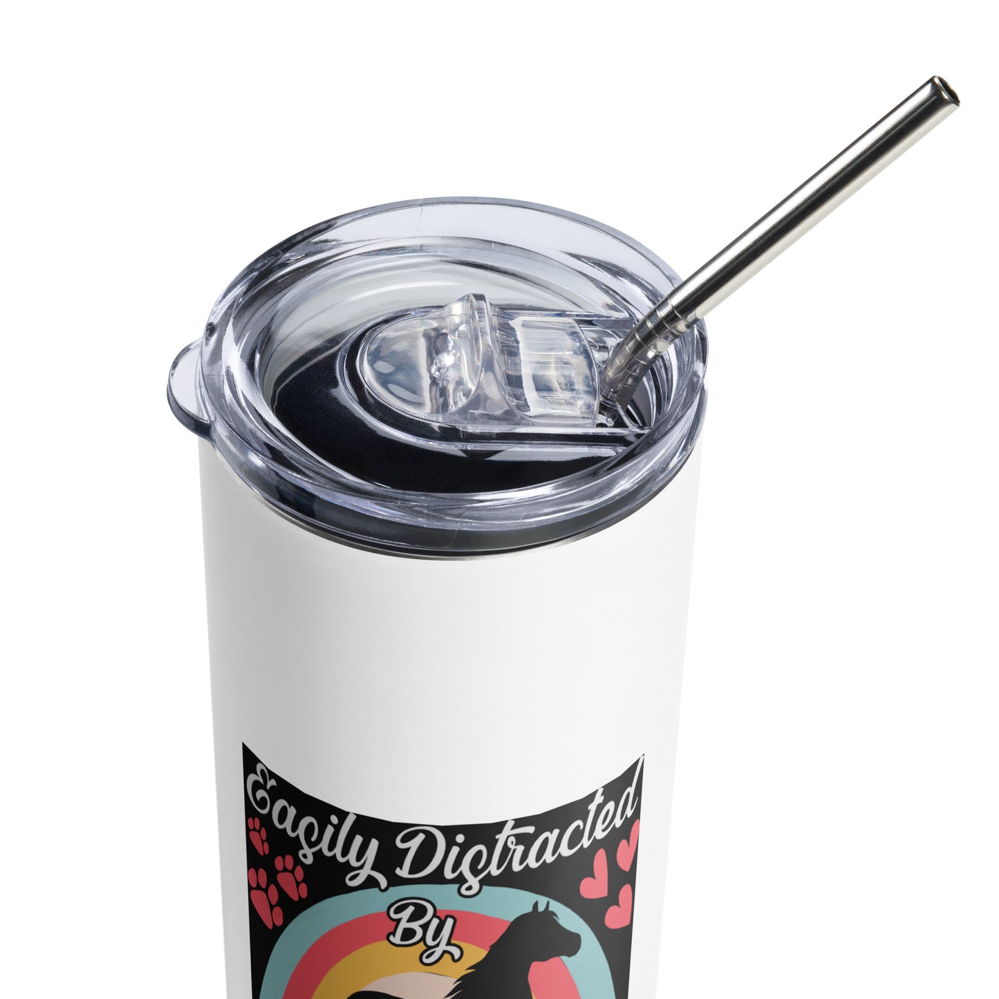 Easily Distracted by Horse and Dogs Stainless steel tumbler