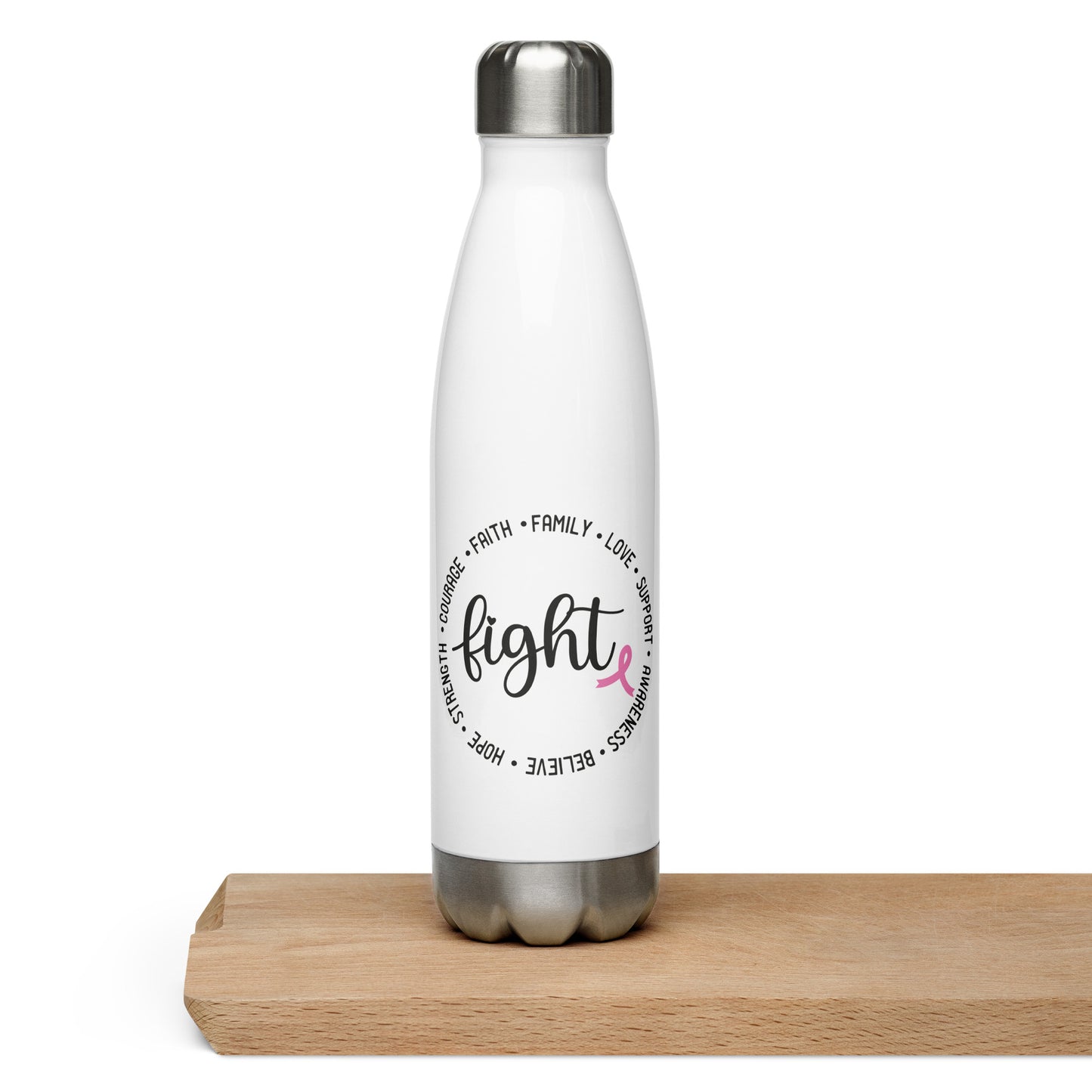 Fight Breast Cancer Awareness Stainless Steel Water Bottle 17 oz (500 ml)