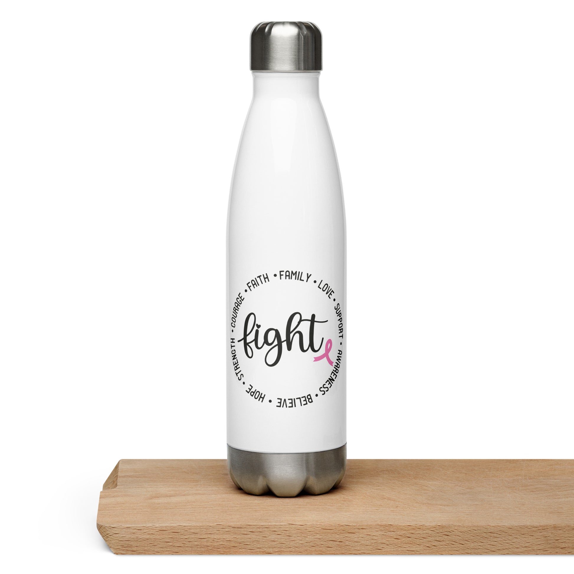 Fight Breast Cancer Awareness Stainless Steel Water Bottle 17 oz (500 ml)