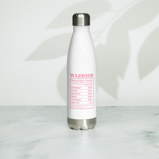 Warrior Nutrition Facts Breast Cancer Awareness Stainless Steel Water Bottle 17 oz (500 ml)