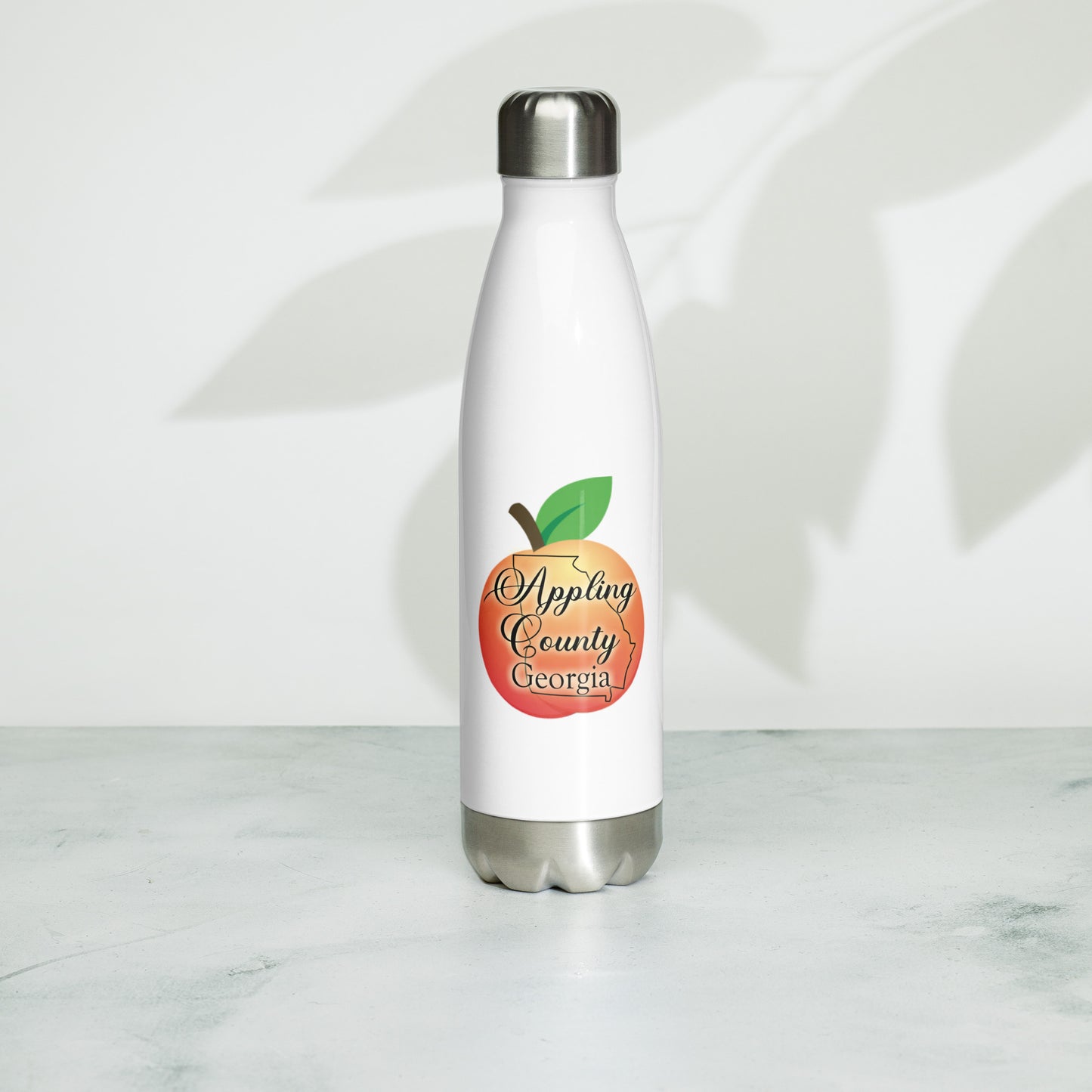 Appling County Georgia State Outline on Peach Stainless Steel Water Bottle 17 oz (500 ml)