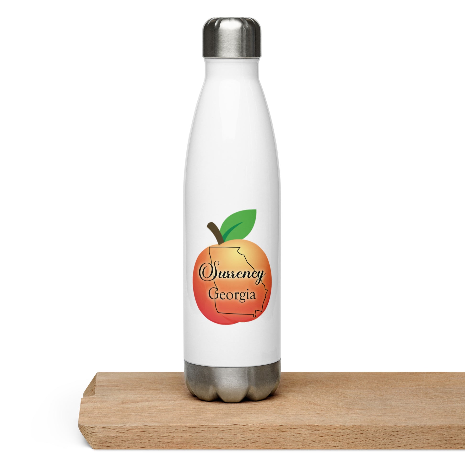 Surrency Georgia State Outline Peach Stainless Steel Water Bottle 17 oz (500 ml)