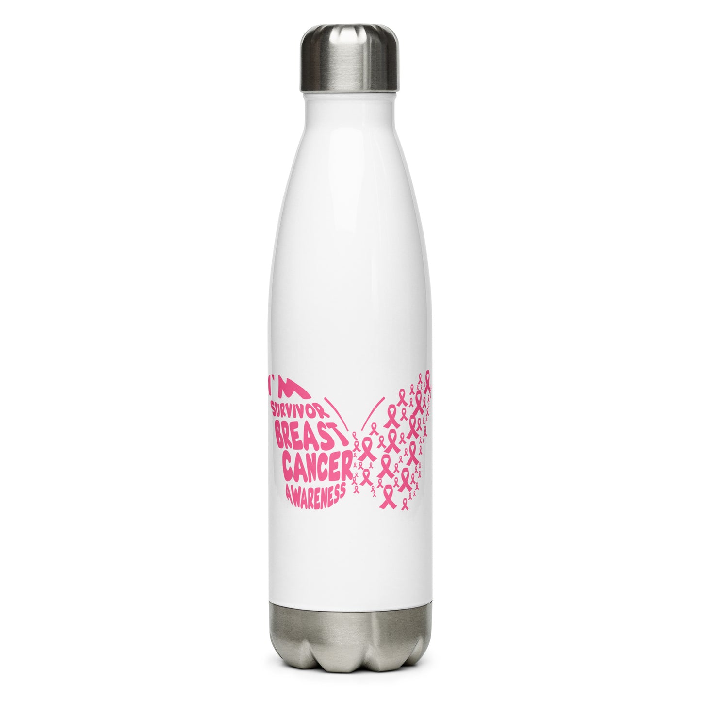 Breast Cancer Survivor Butterfly Stainless Steel Water Bottle