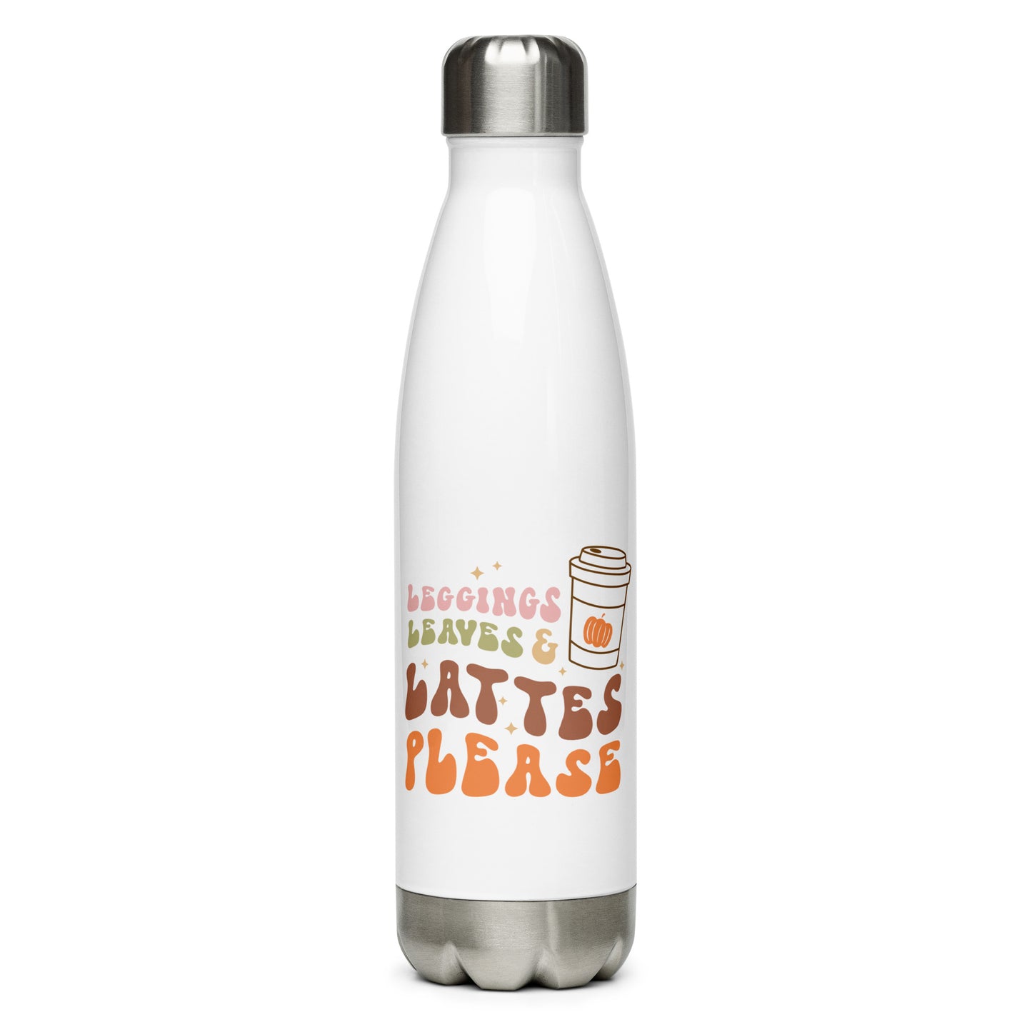 Leggings Leaves Lattes Please Stainless Steel Water Bottle