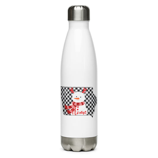 Iowa Gingham Snowman Stainless Steel Water Bottle