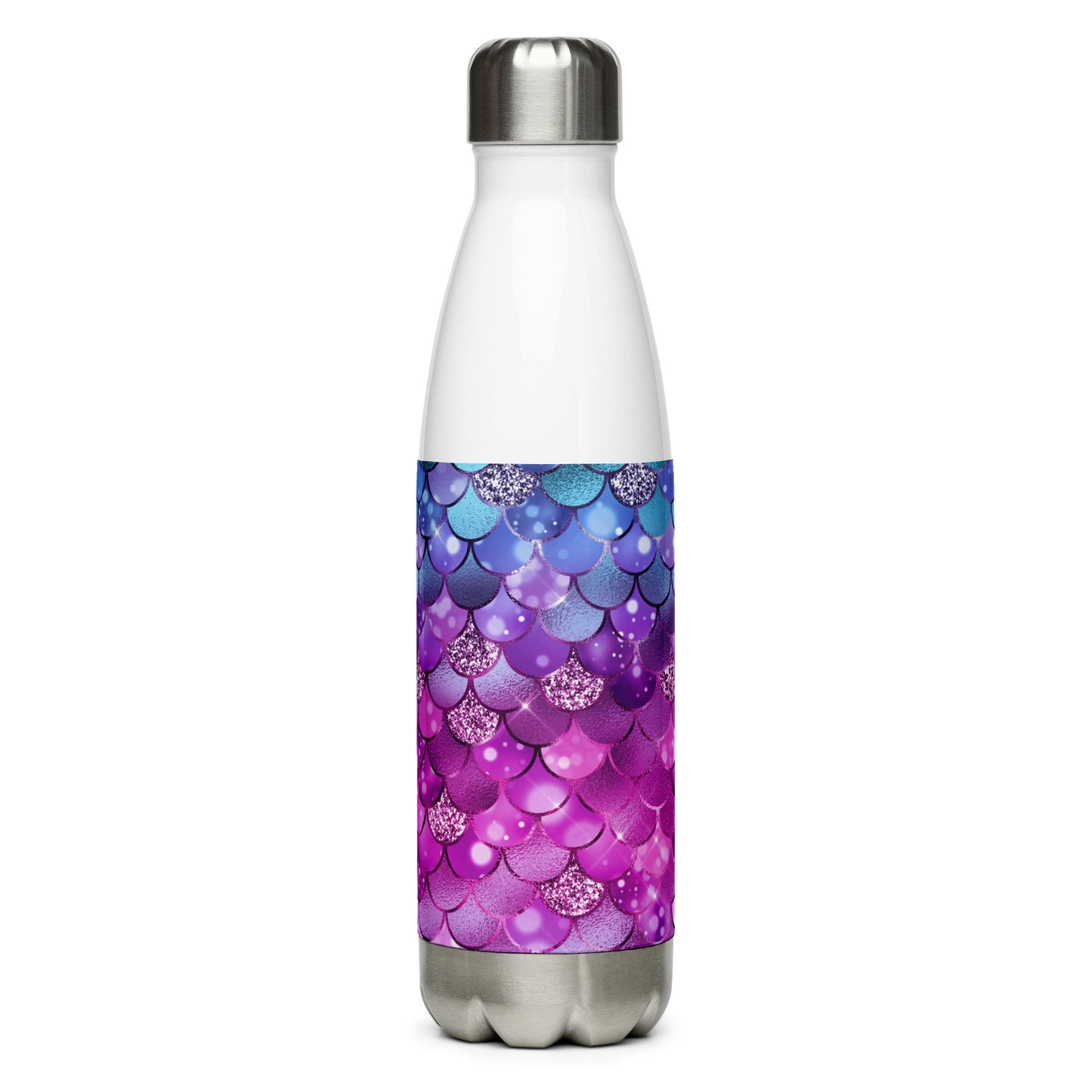 Mermaid Purple Blue Scales Stainless Steel Water Bottle