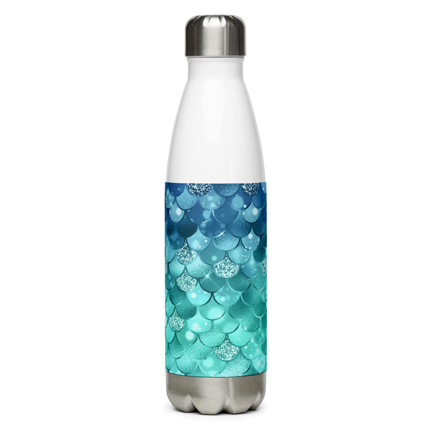Mermaid Blue Green Scales Stainless Steel Water Bottle