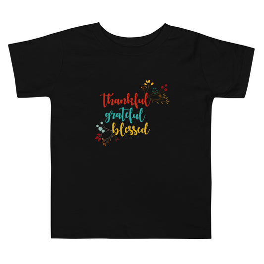 Thankful Grateful Blessed Toddler Short Sleeve Tee