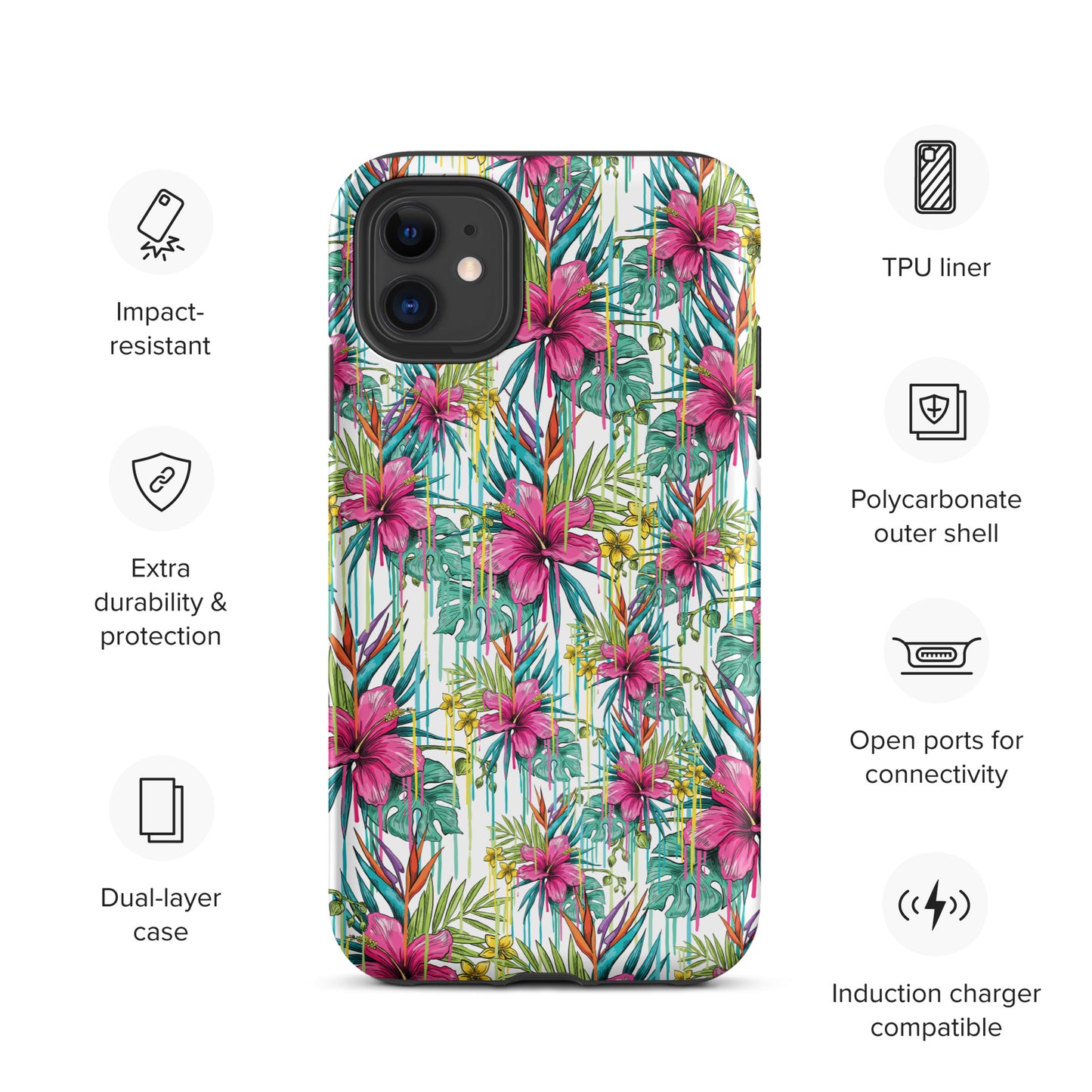 Pink Flowers Tough iPhone case