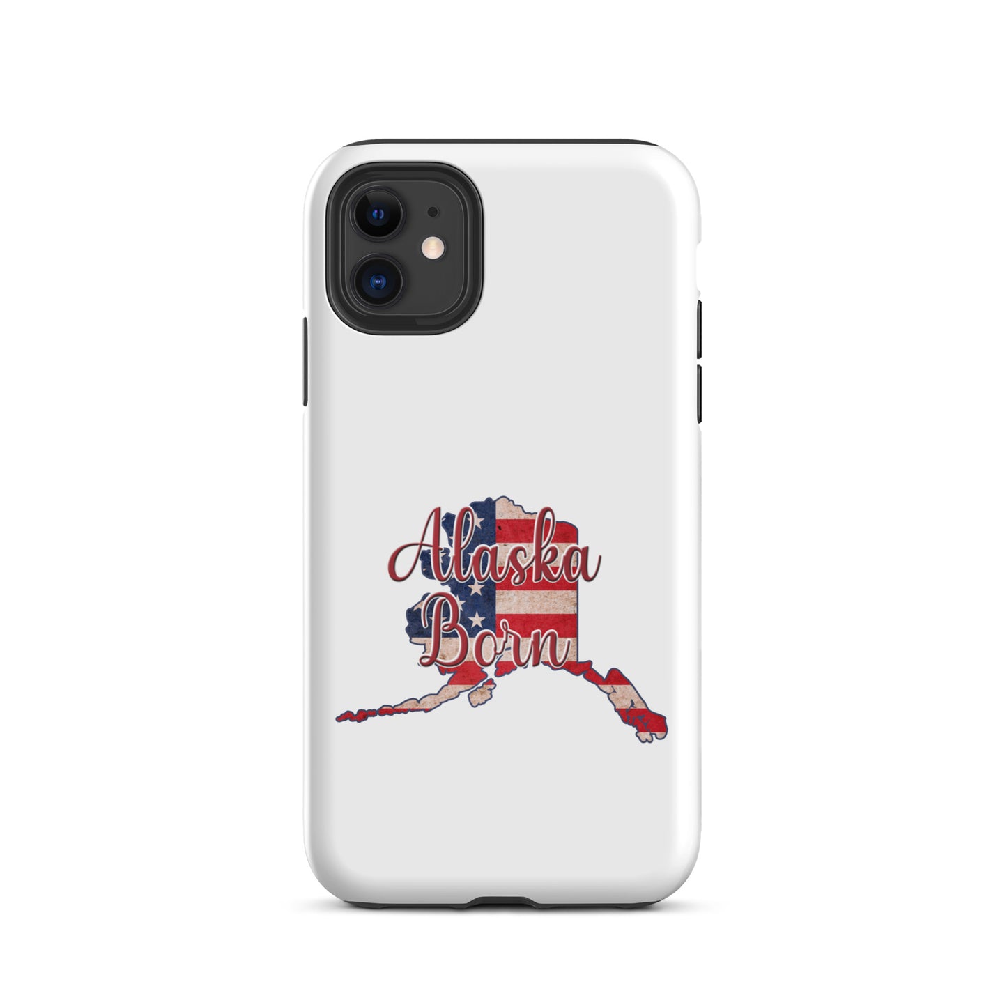 Alaska Born US Flag Tough iPhone Case