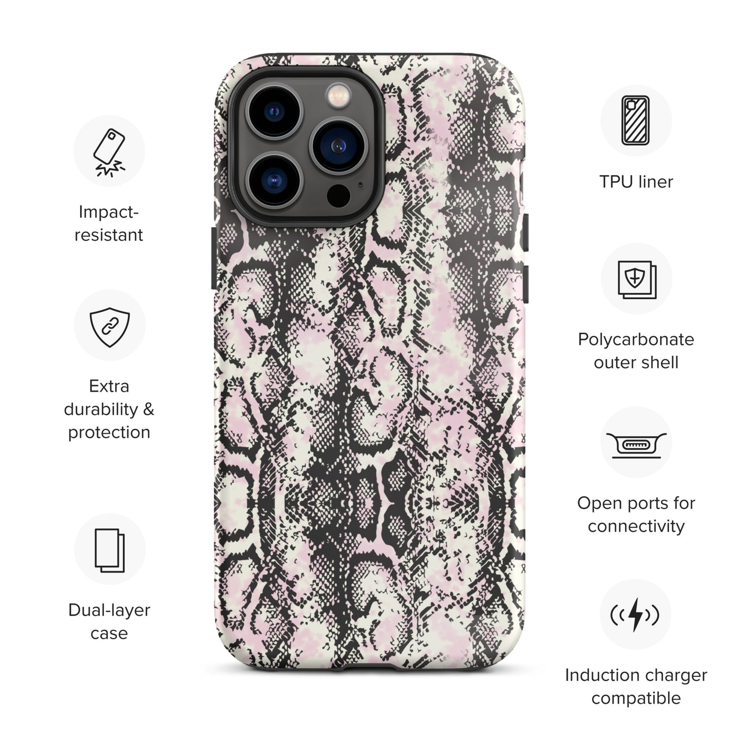 Pink Snakeskin Design Tough iPhone case