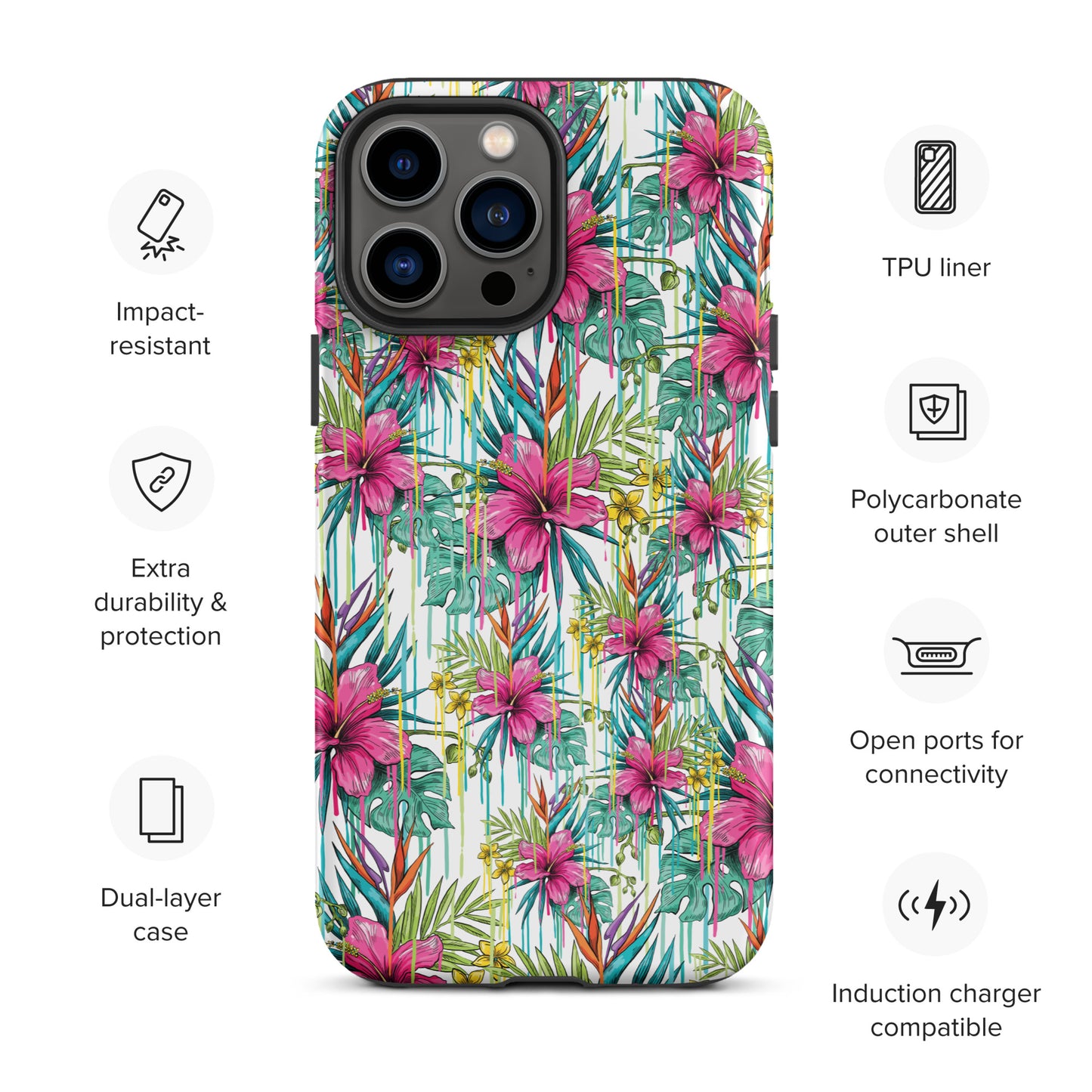 Pink Flowers Tough iPhone case