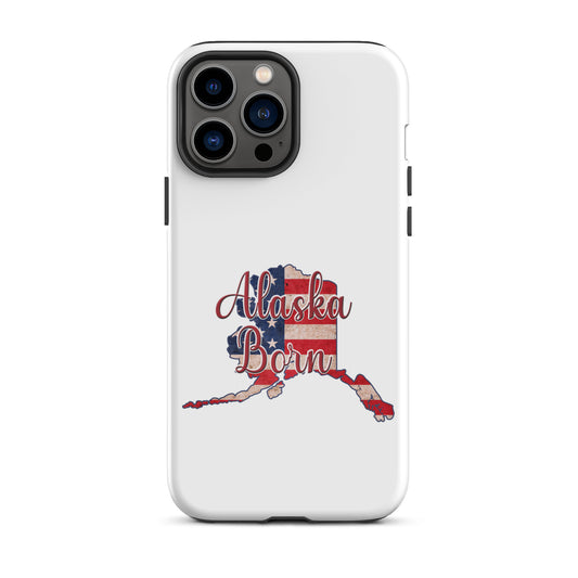 Alaska Born US Flag Tough iPhone Case
