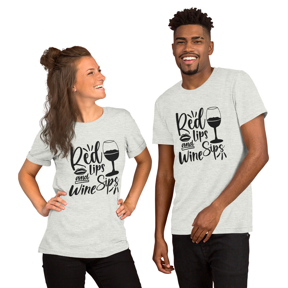 Red Lips and Wine Sips Unisex t-shirt