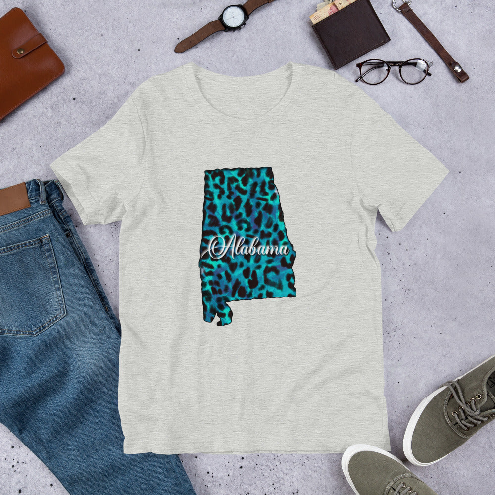 Alabama Blue Leopard Print Unisex Tshirt