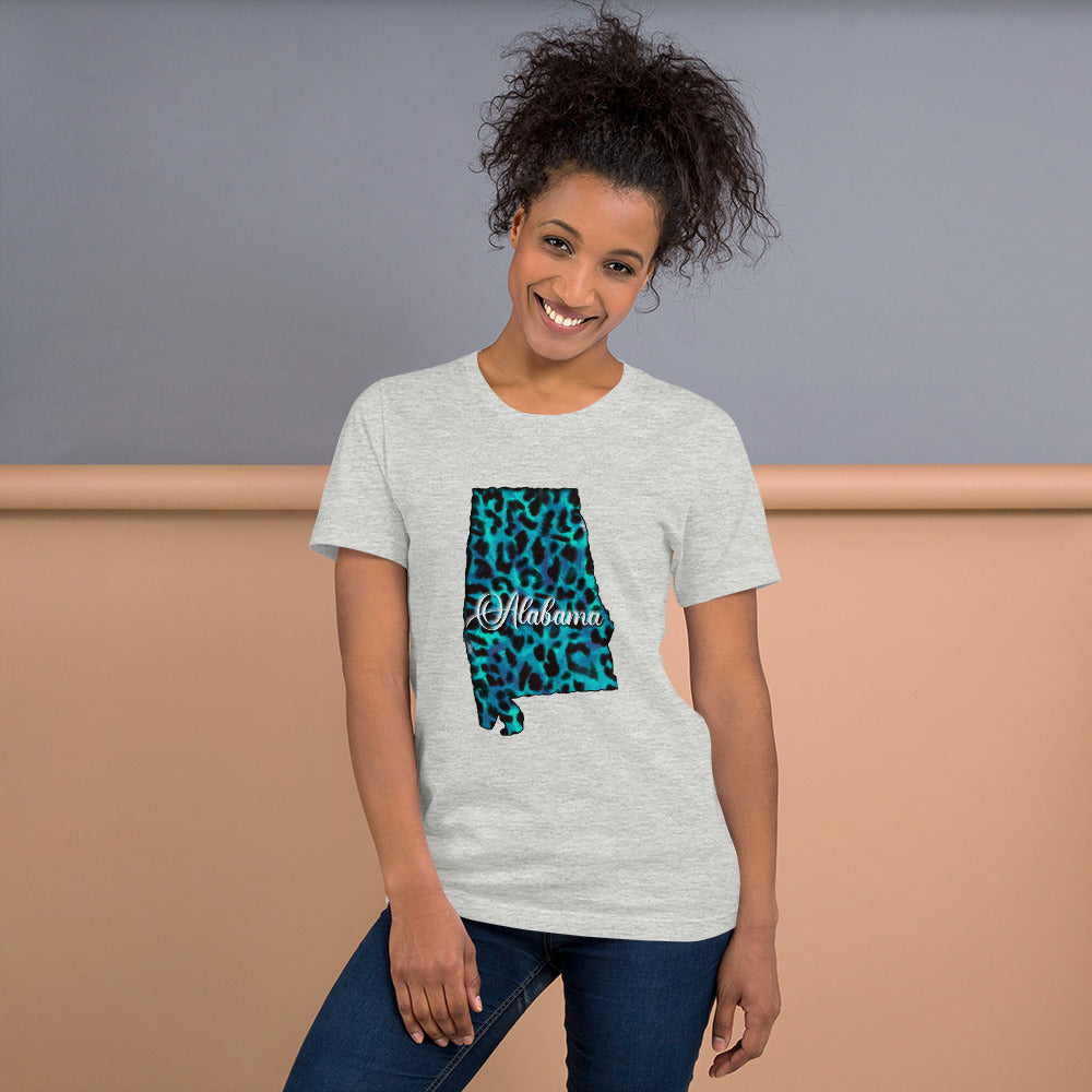 Alabama Blue Leopard Print Unisex Tshirt