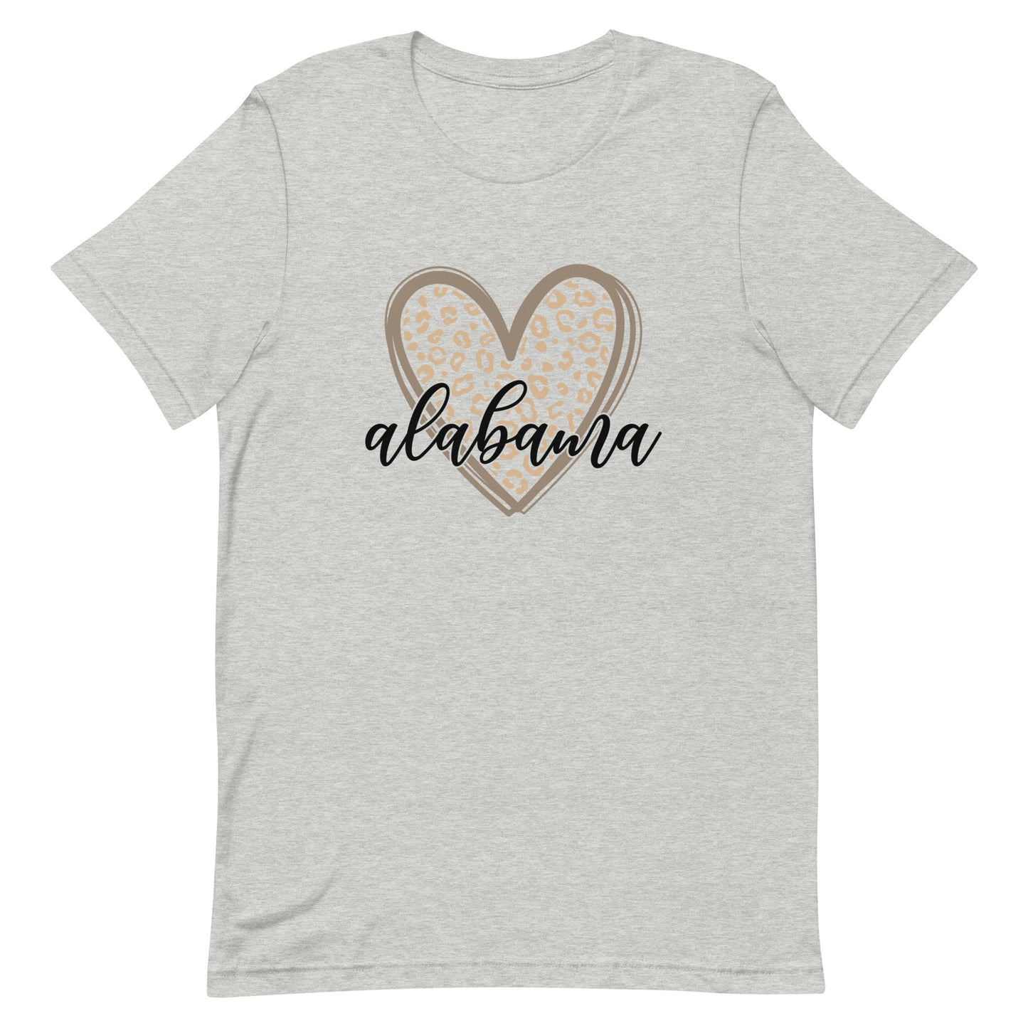 Alabama Gold Leopard Heart Black Script Unisex T-shirt