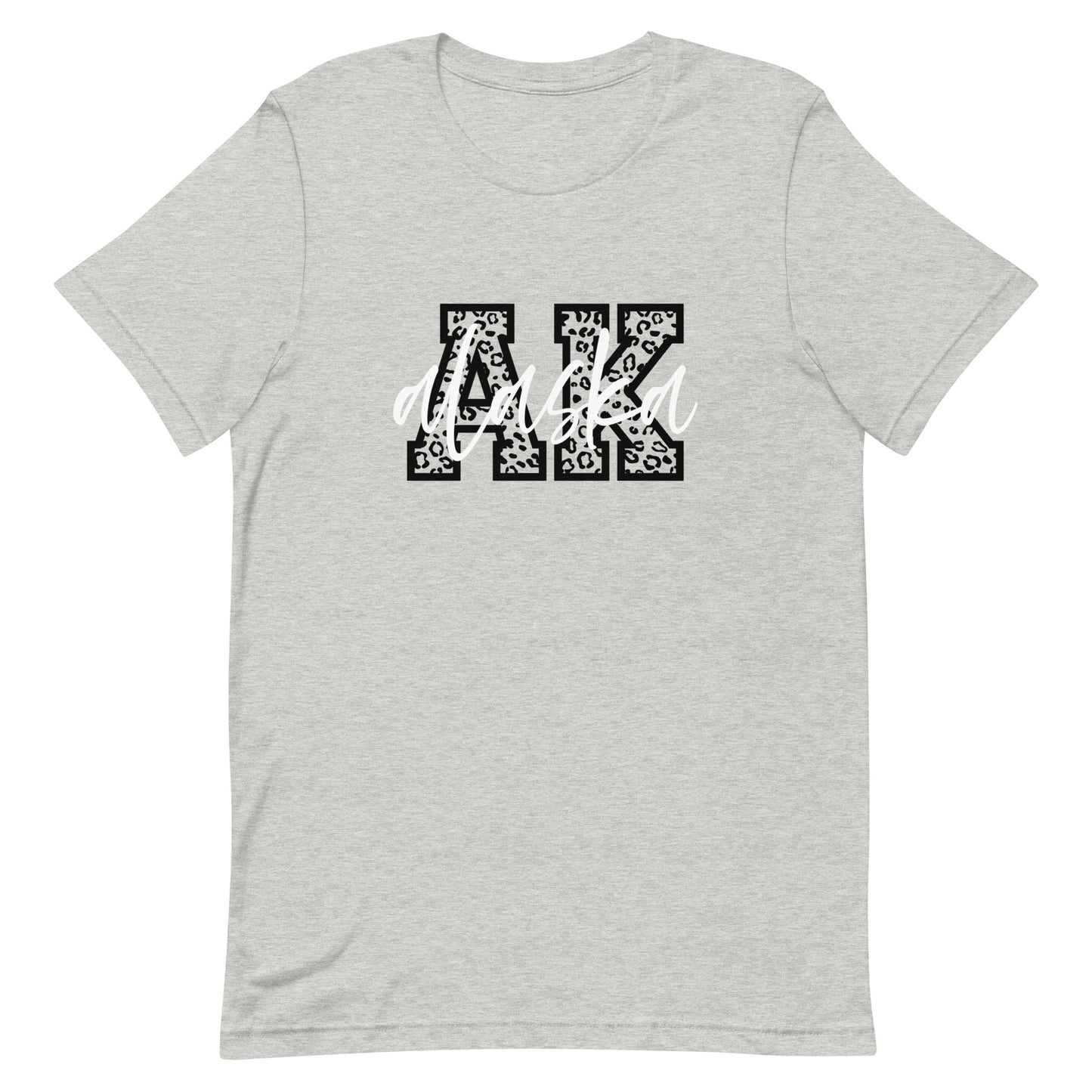 Alaska Script on Leopard Print AK Unisex T-shirt