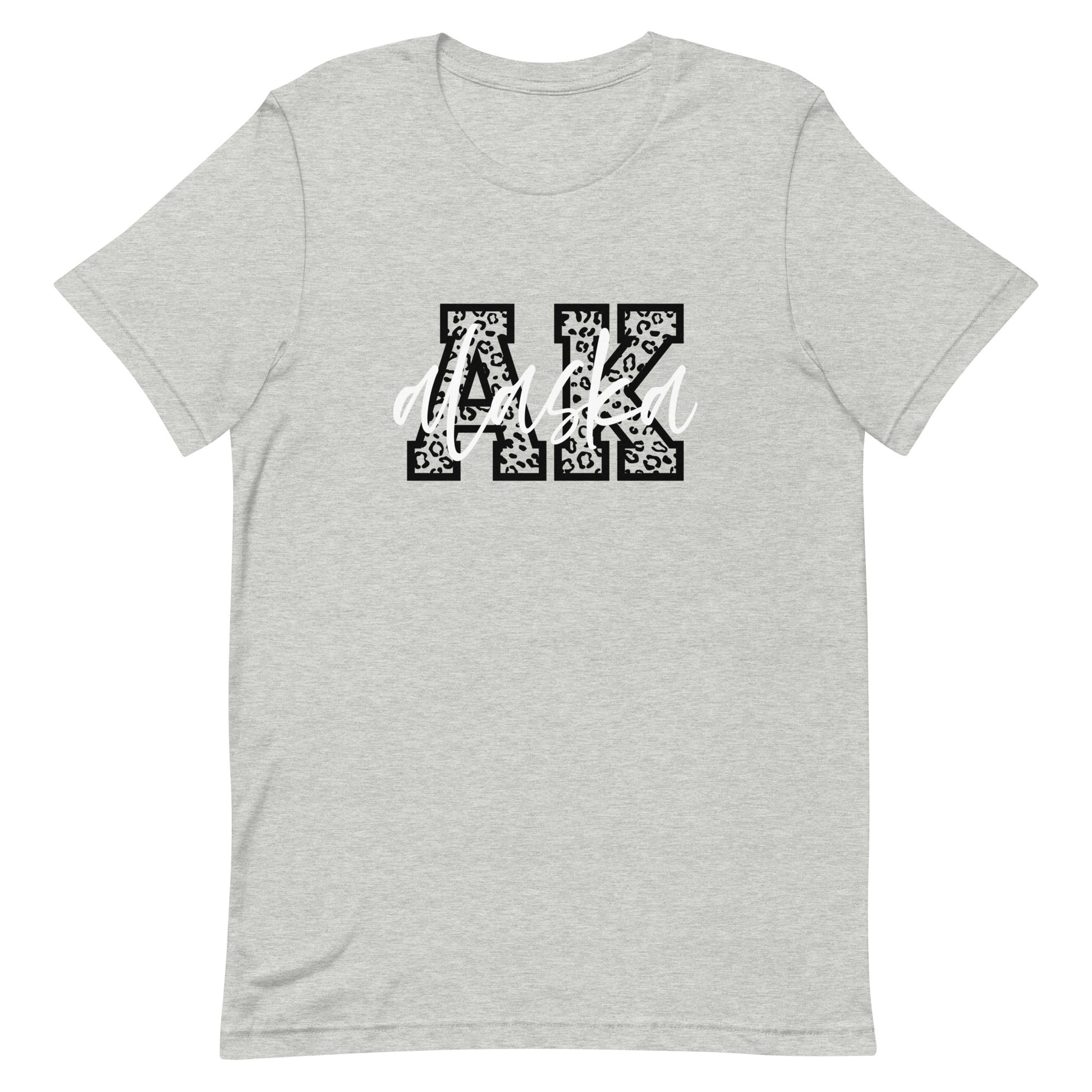 Alaska Script on Leopard Print AK Unisex T-shirt