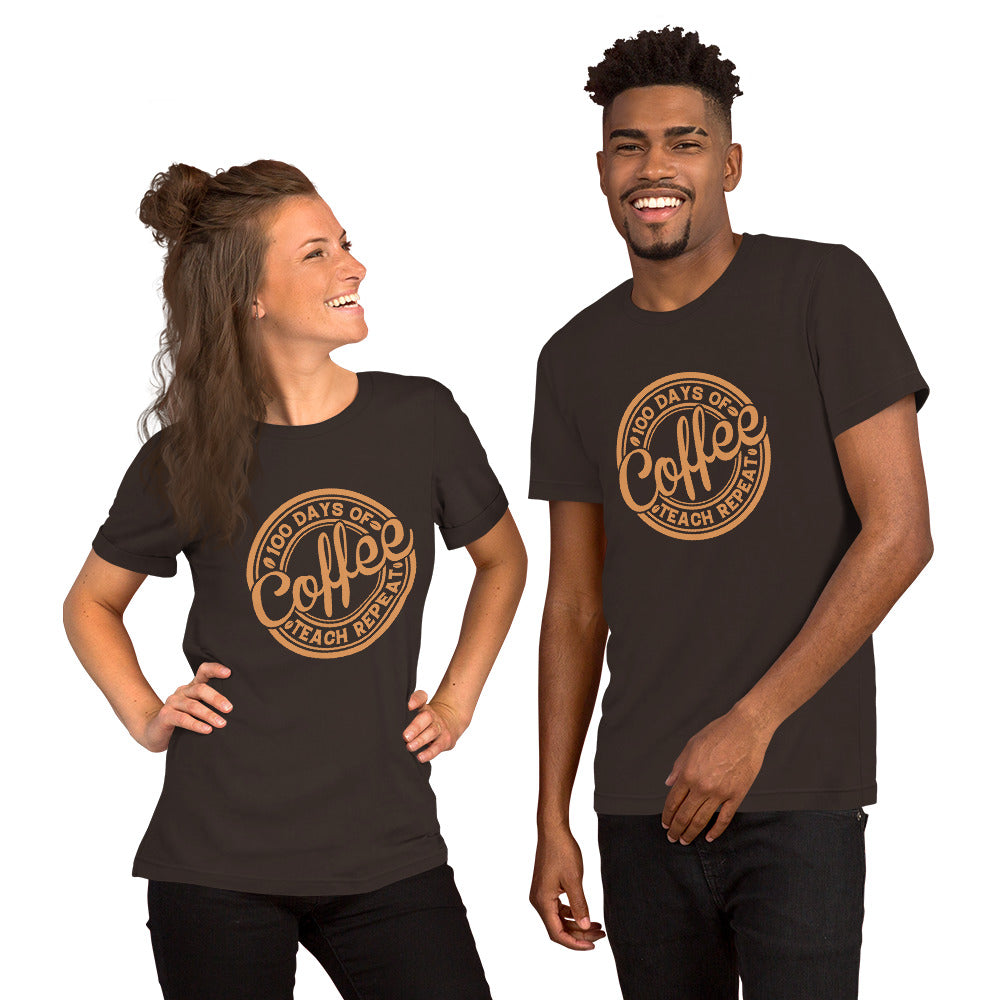 100 Days of Coffee Teach Repeat Unisex T-shirt