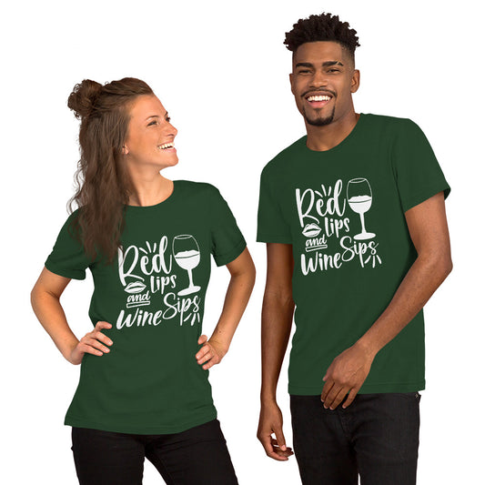 Red Lips and Wine Sips Unisex t-shirt