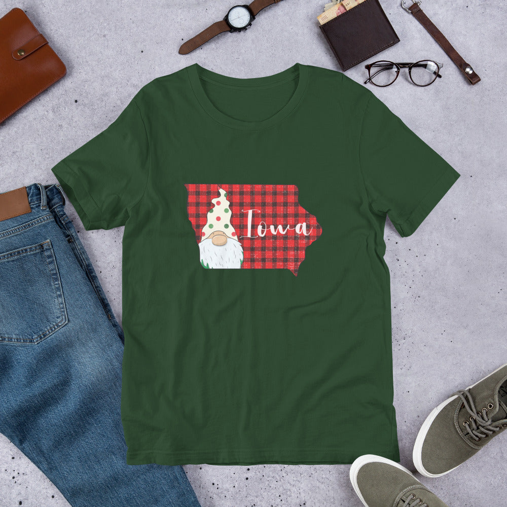 Iowa Plaid Gnome Unisex t-shirt