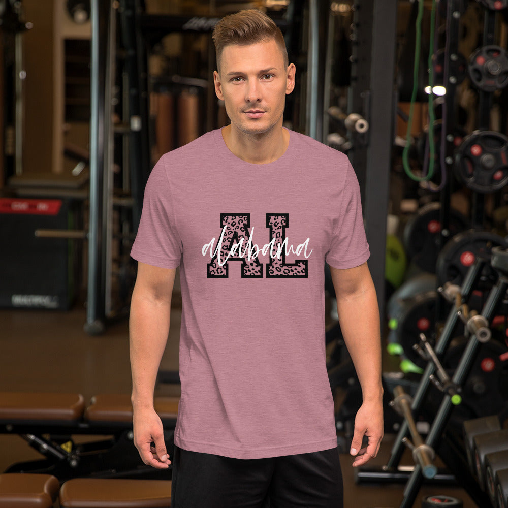 Alabama White Script on Leopard AL Unisex T-shirt