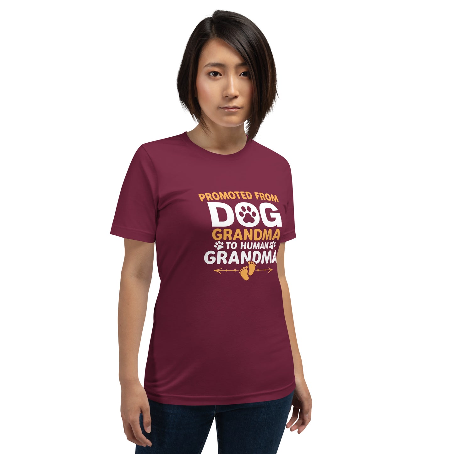 Promoted from Dog Grandma to Human Grandma Unisex t-shirt