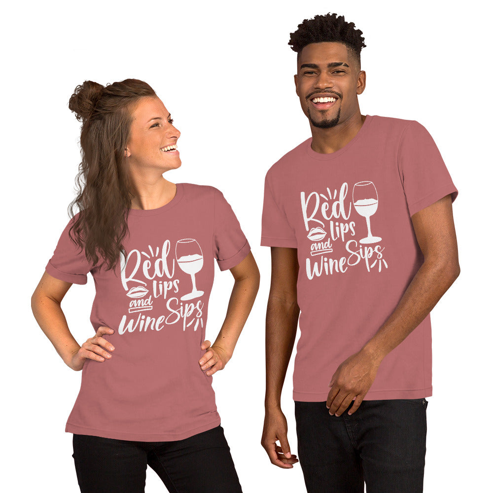 Red Lips and Wine Sips Unisex t-shirt