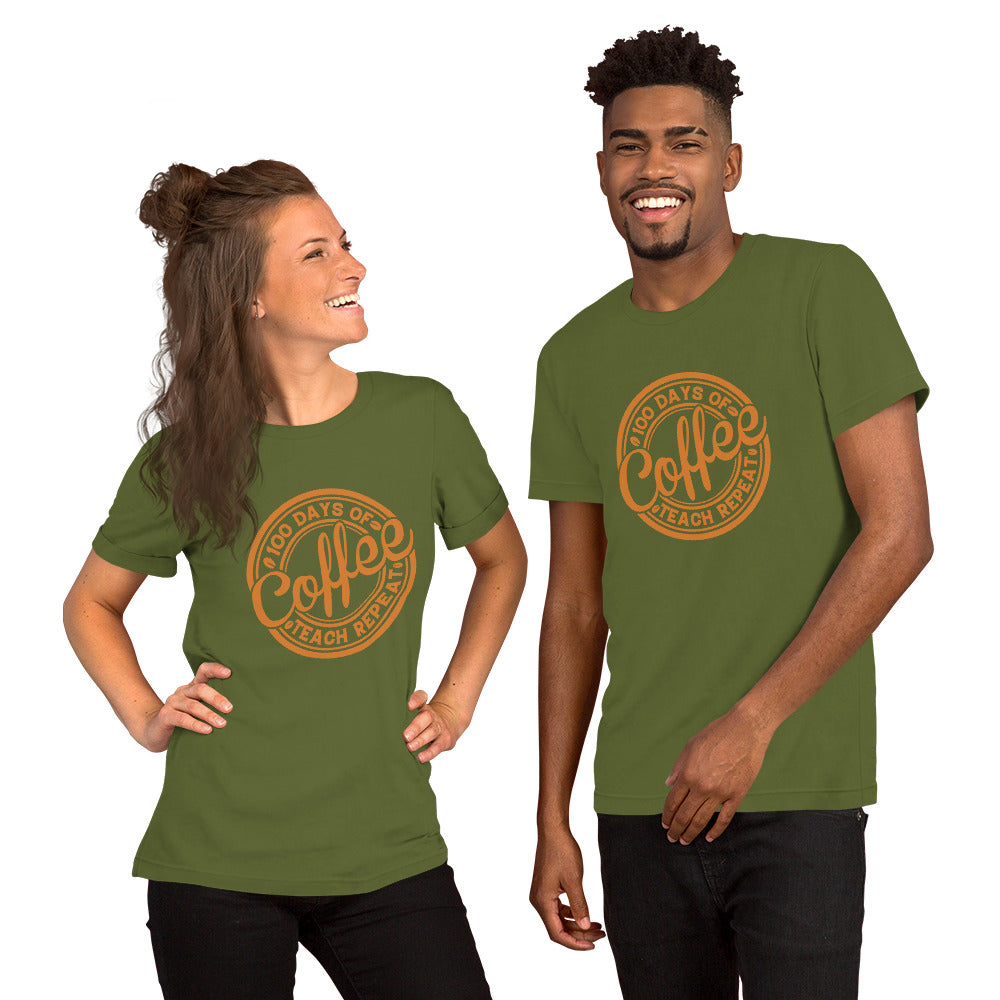 100 Days of Coffee Teach Repeat Unisex T-shirt