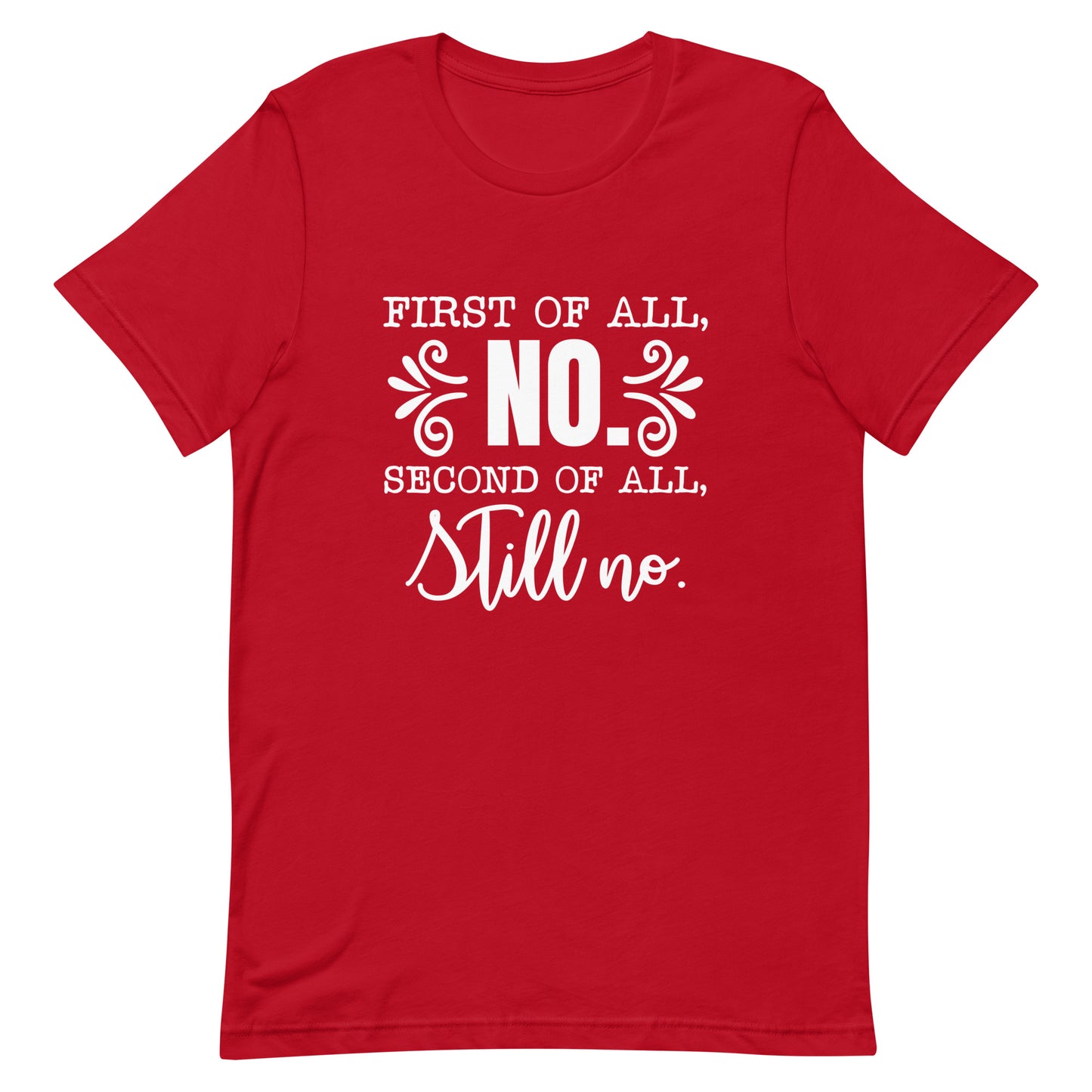 First of All No Second of All Still No Unisex T-shirt