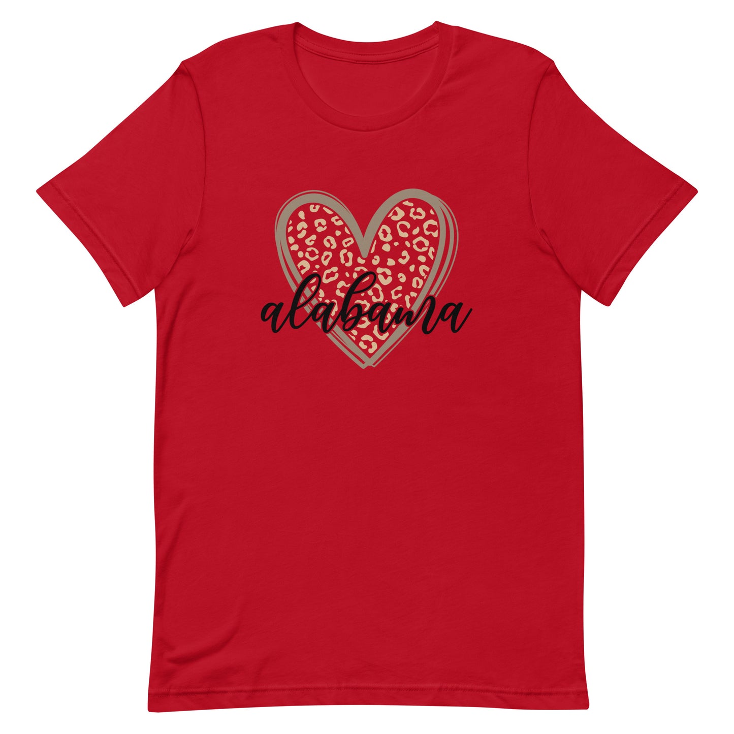 Alabama Gold Leopard Heart Black Script Unisex T-shirt