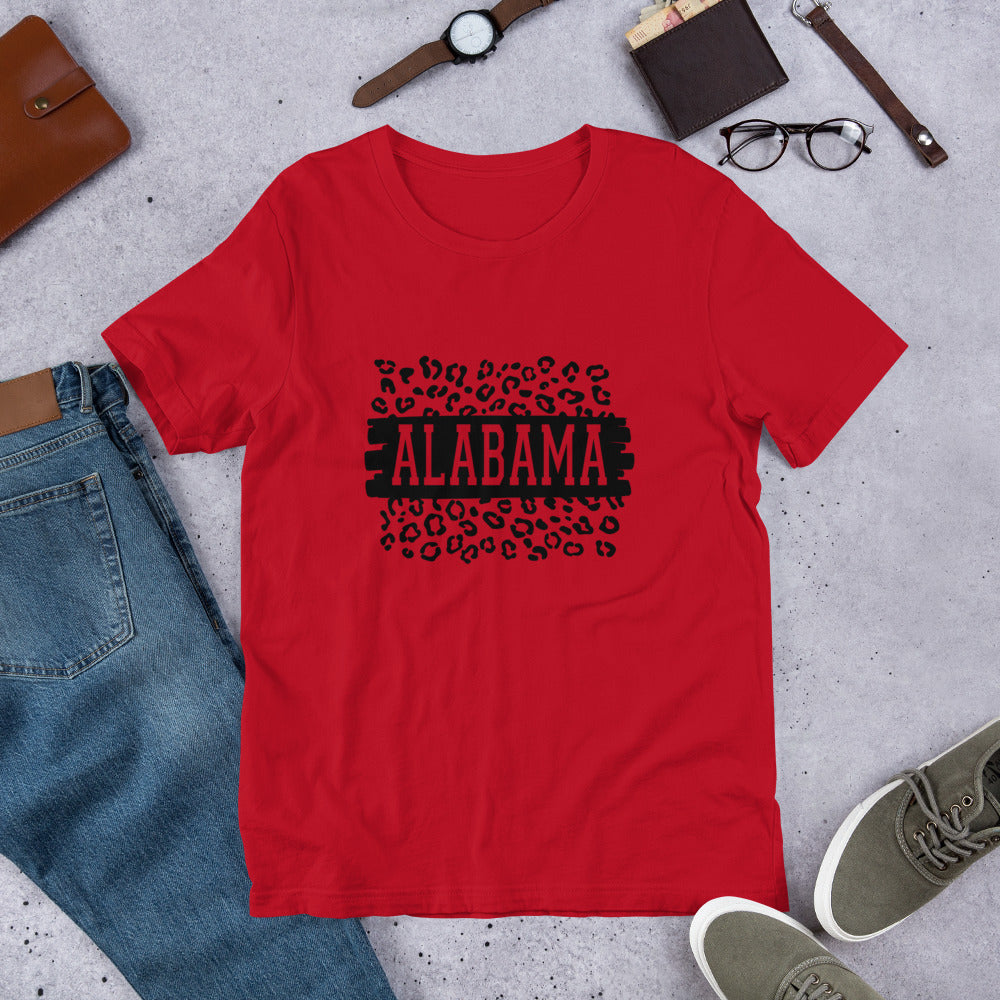 Alabama Black on Leopard Unisex T-shirt