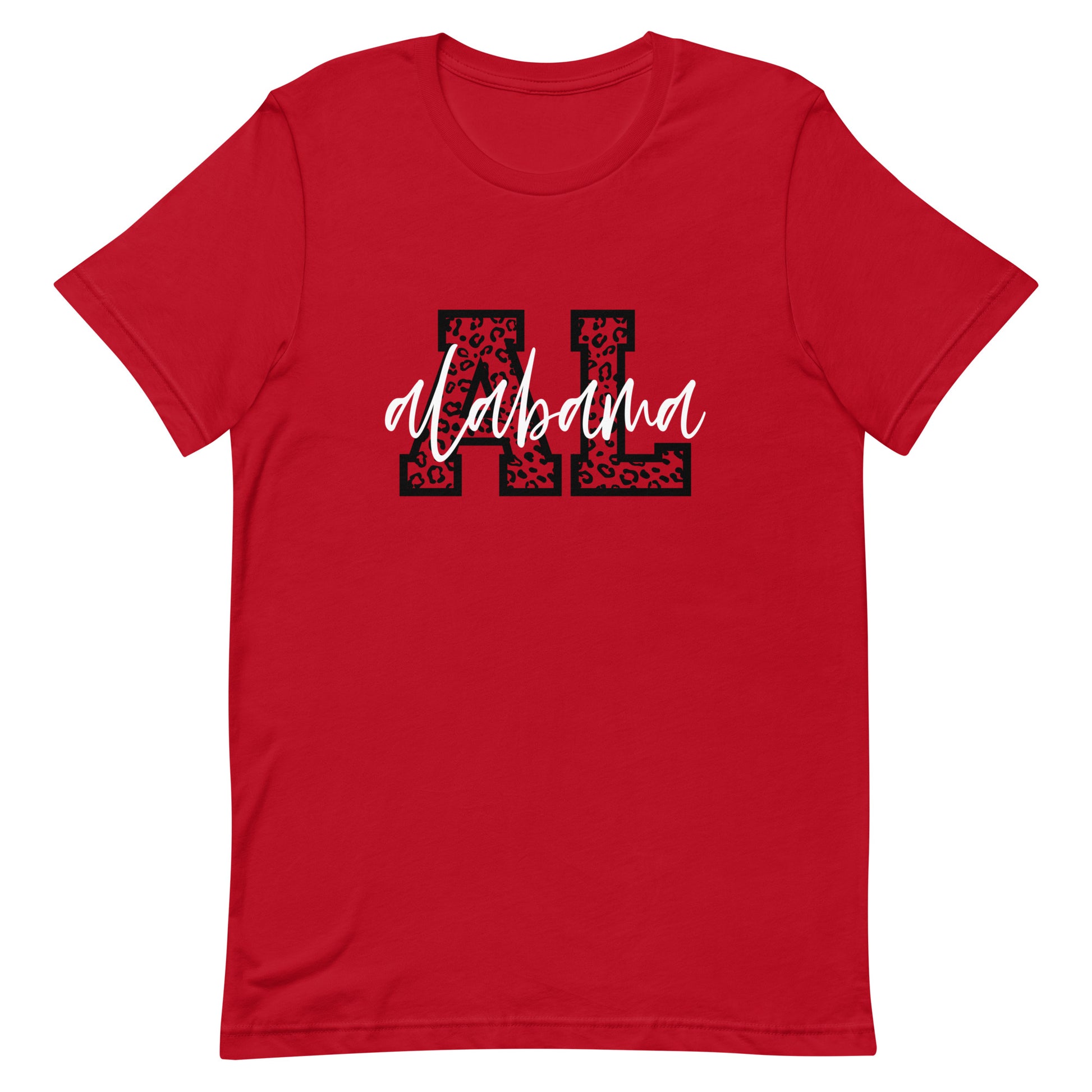 Alabama White Script on Leopard AL Unisex T-shirt