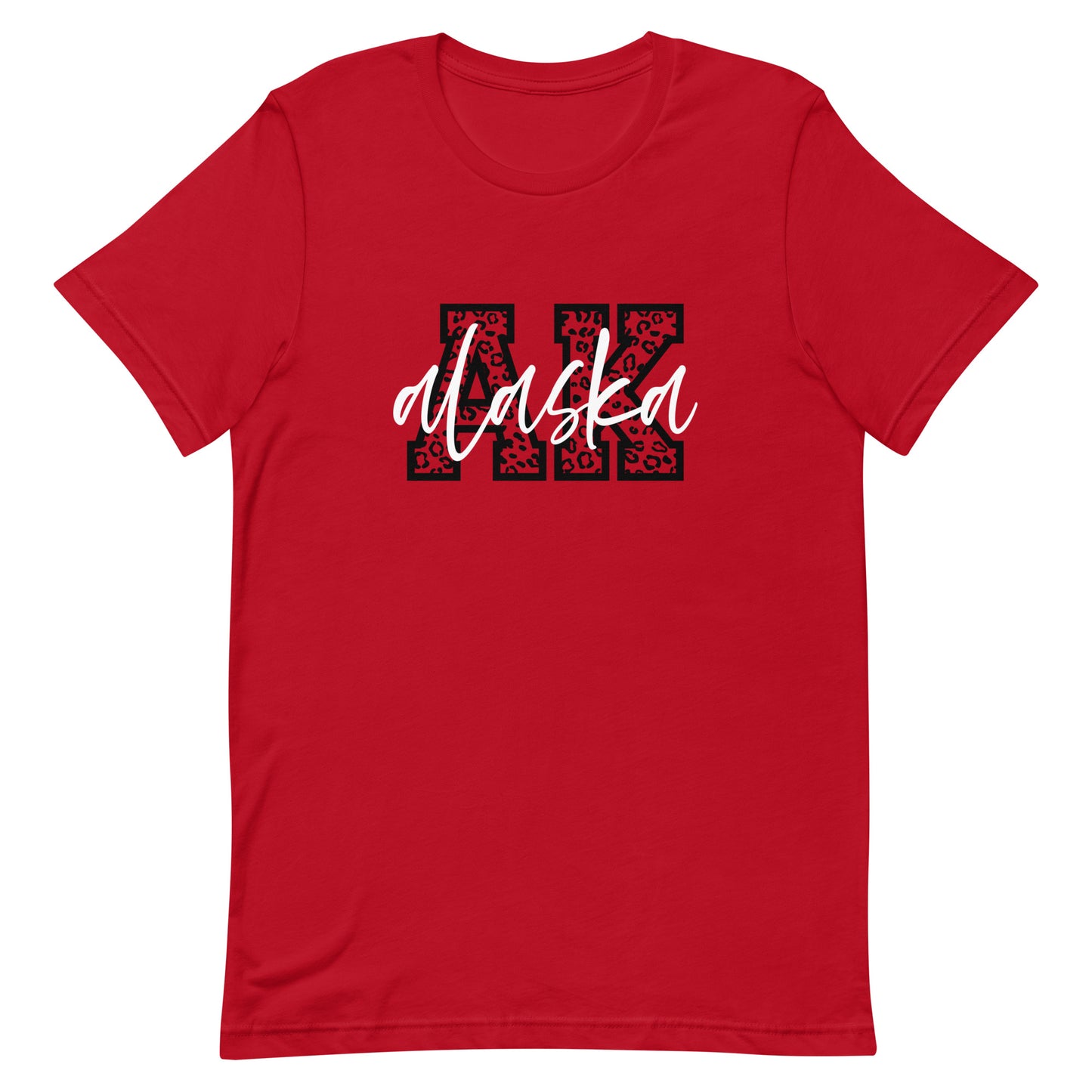 Alaska Script on Leopard Print AK Unisex T-shirt