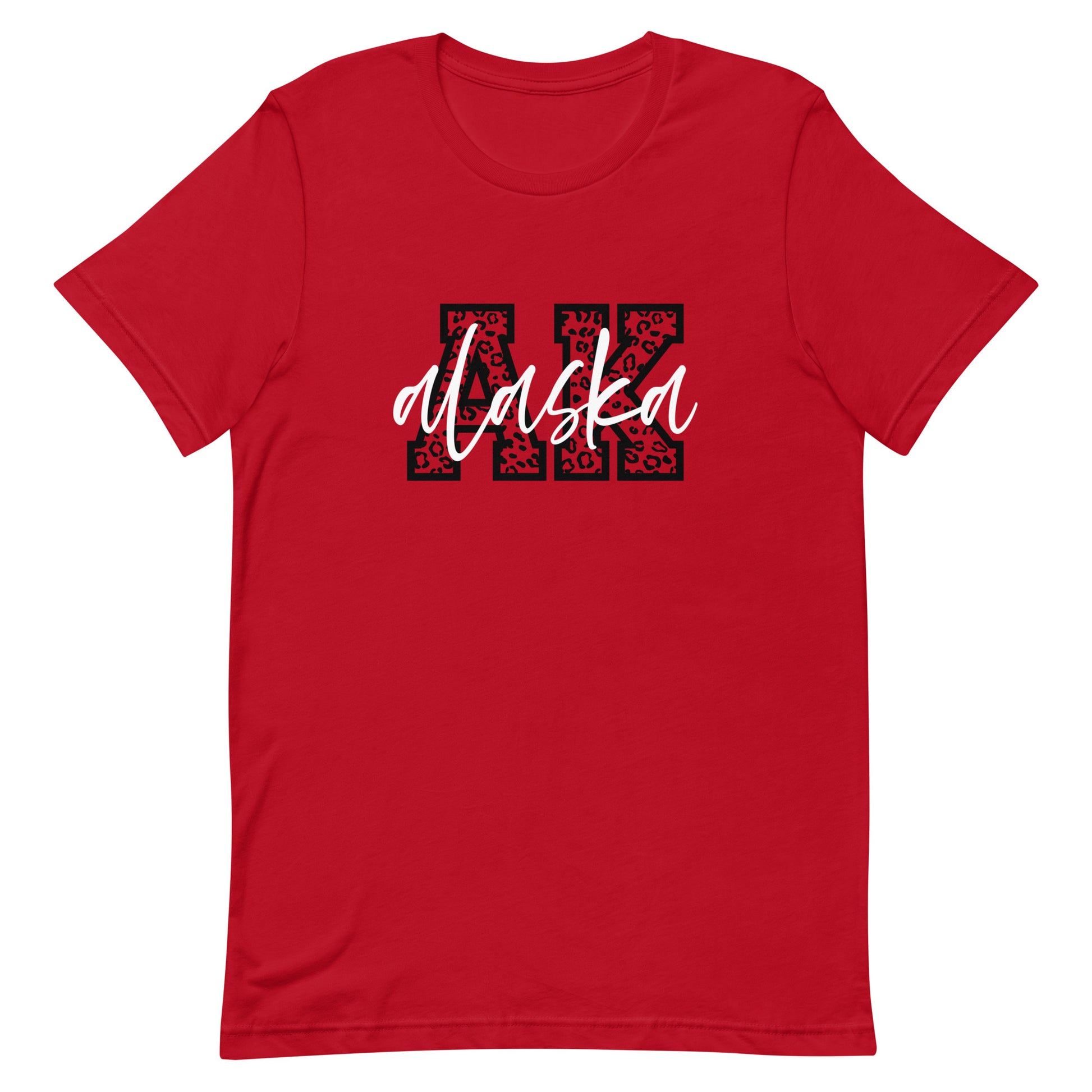 Alaska Script on Leopard Print AK Unisex T-shirt