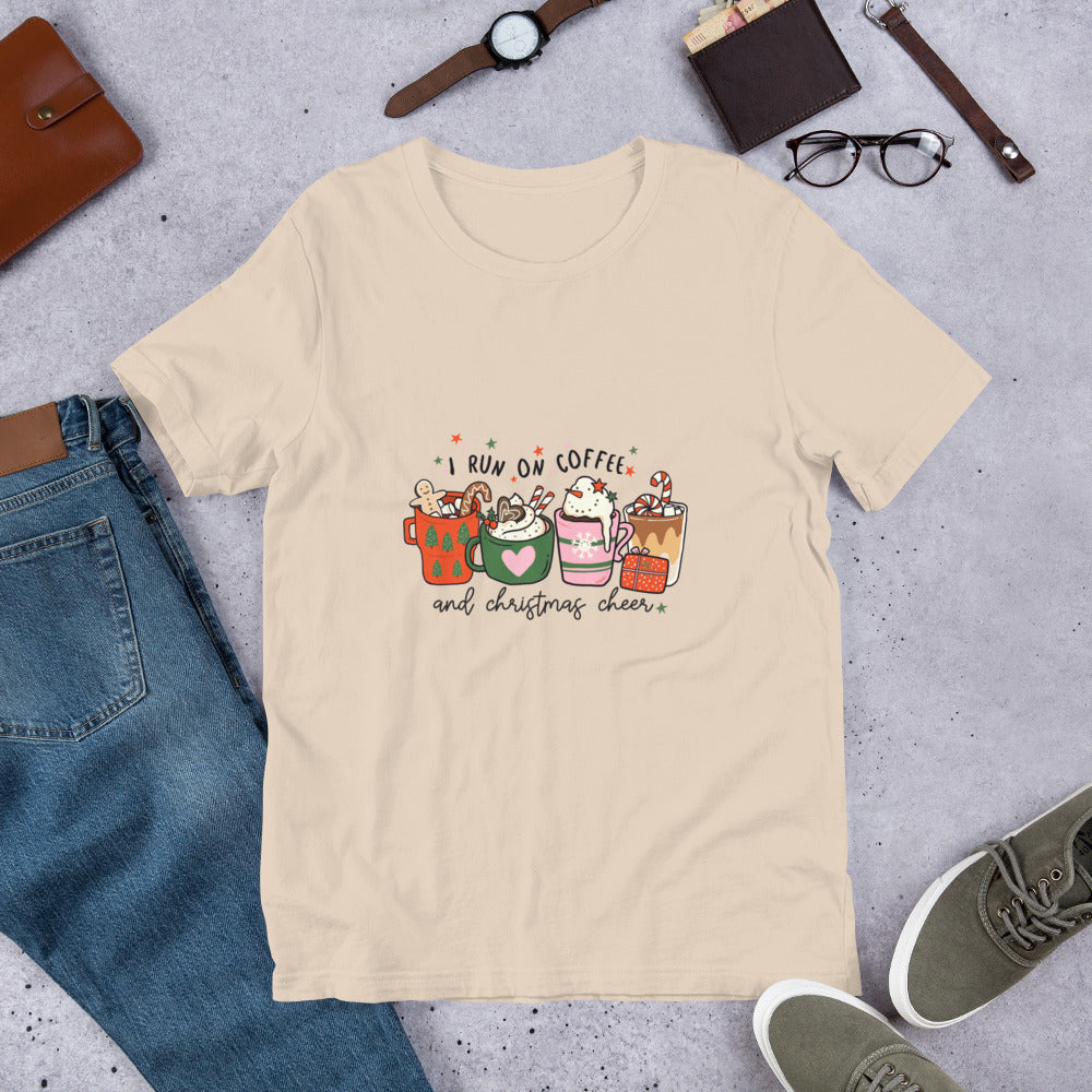 I Run on Coffee and Christmas Cheer Unisex t-shirt