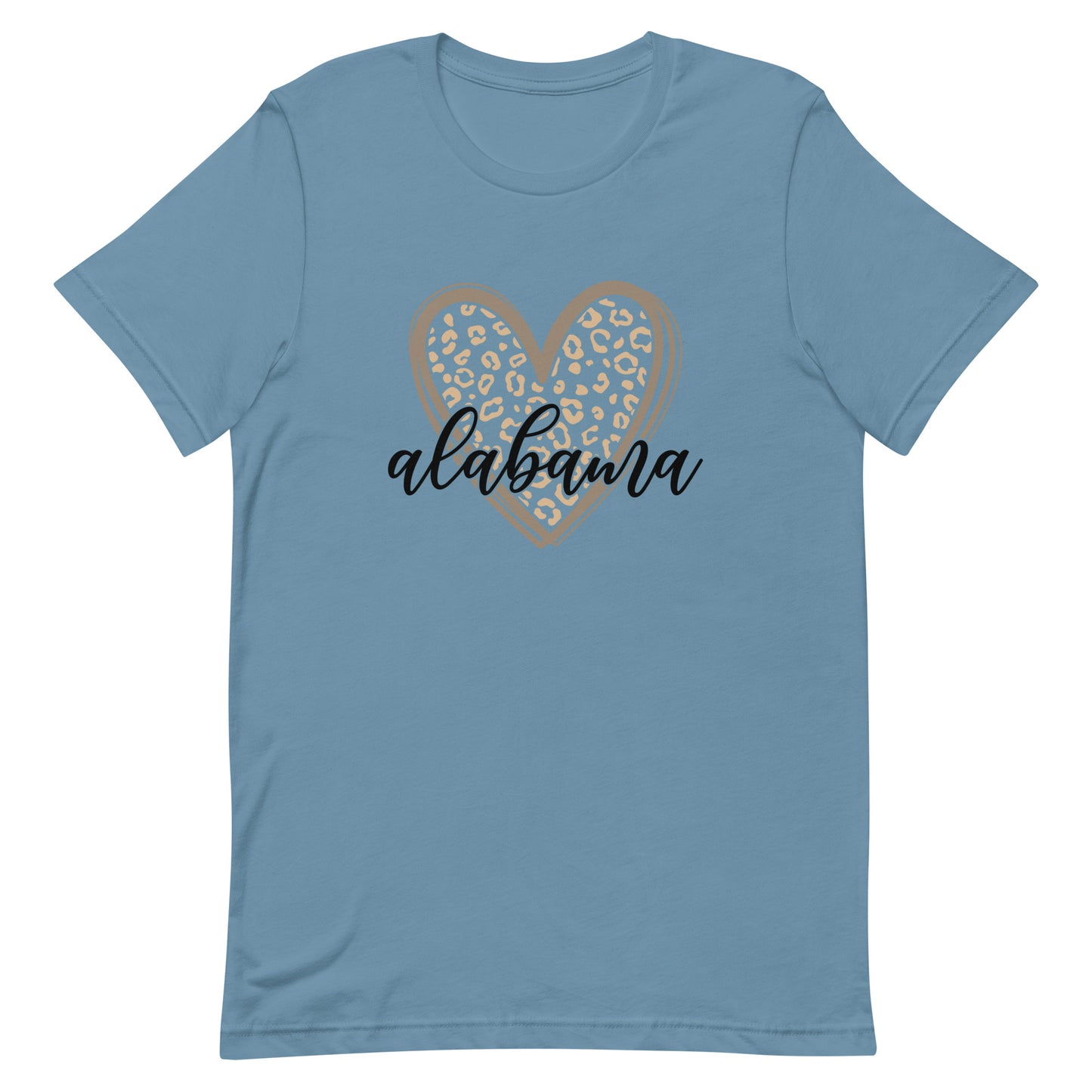Alabama Gold Leopard Heart Black Script Unisex T-shirt