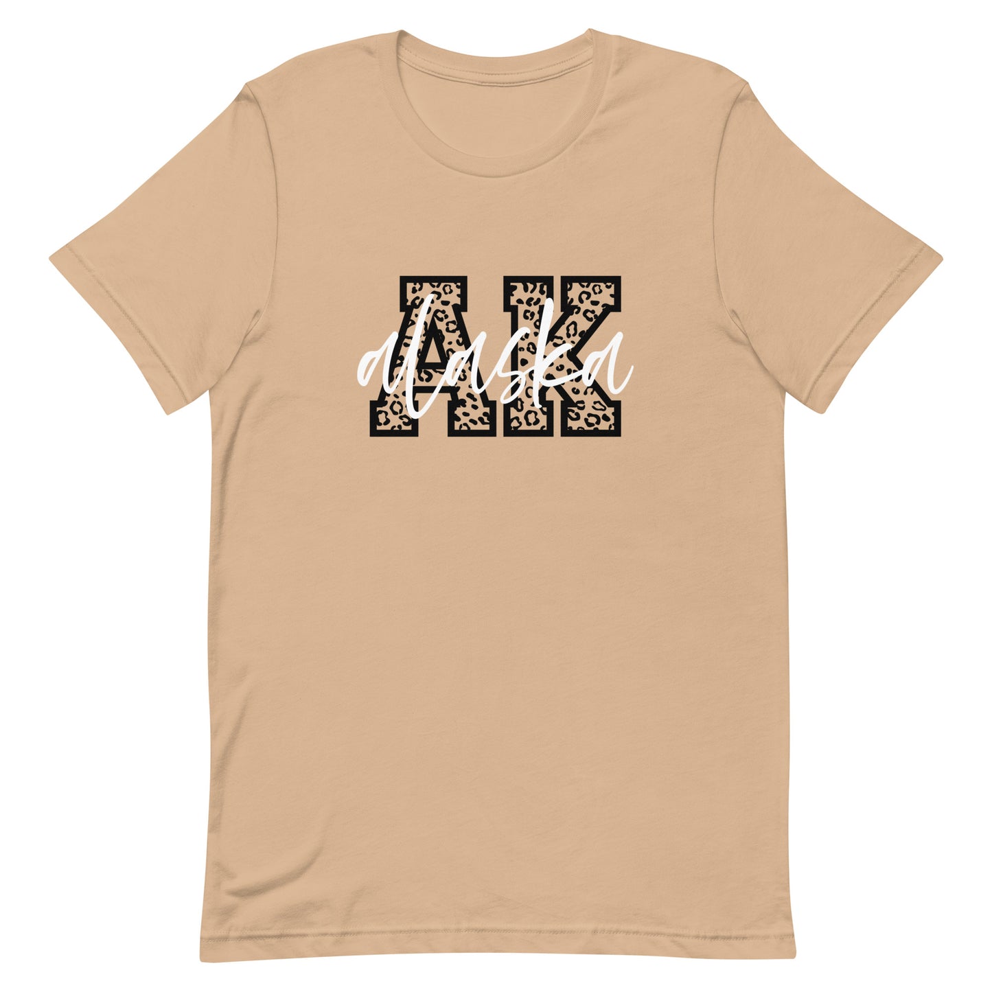 Alaska Script on Leopard Print AK Unisex T-shirt
