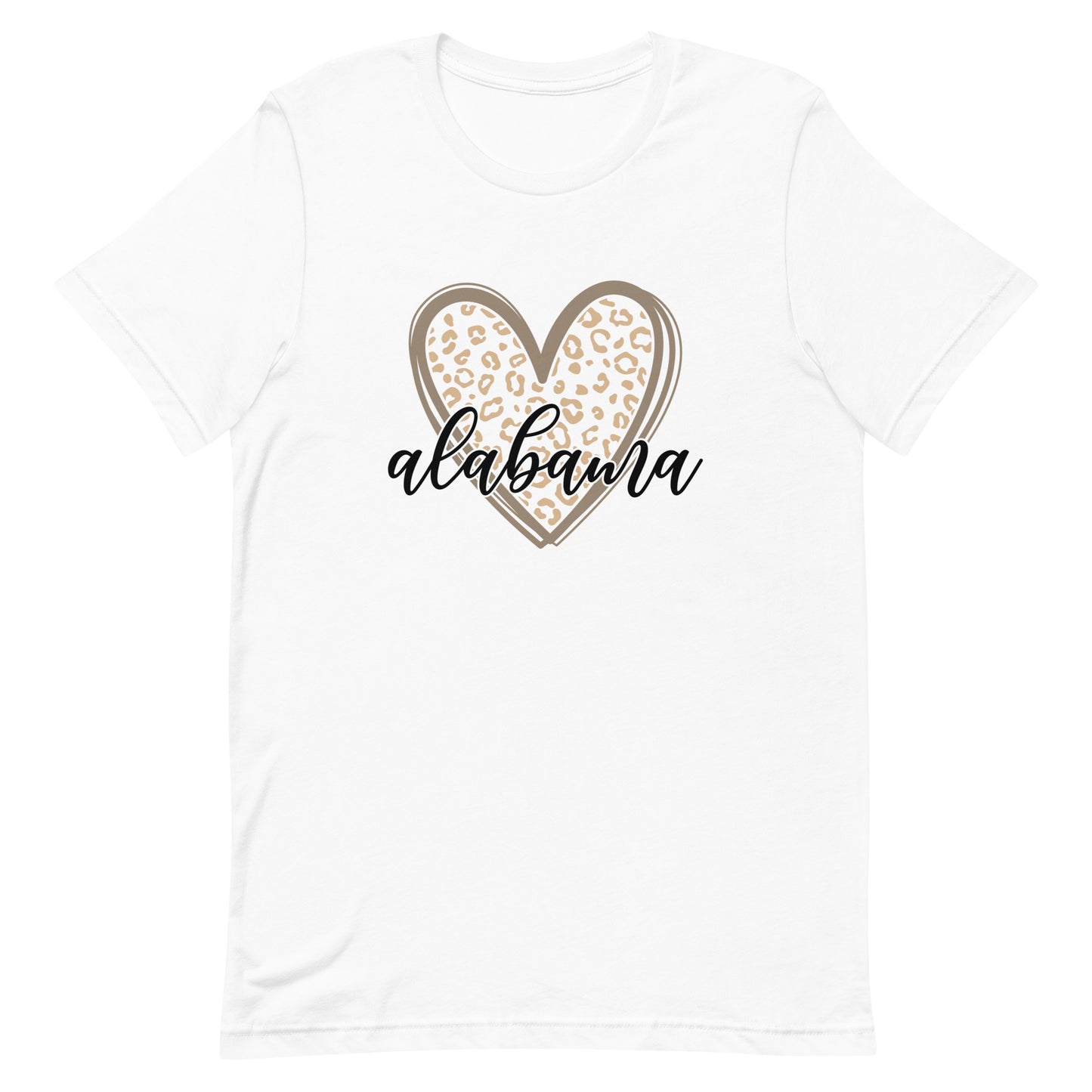 Alabama Gold Leopard Heart Black Script Unisex T-shirt