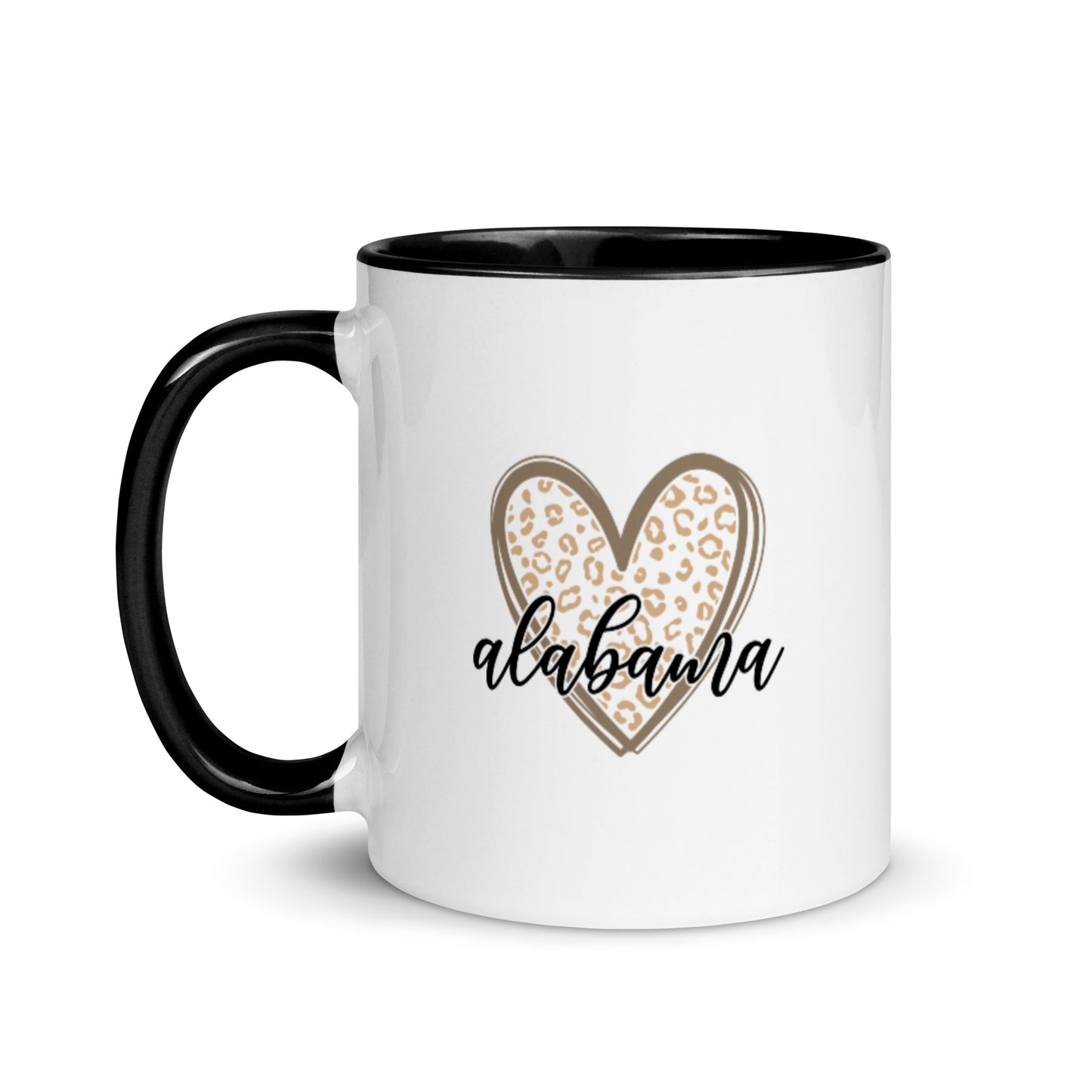 Alabama Leopard Heart Mug with Color Inside