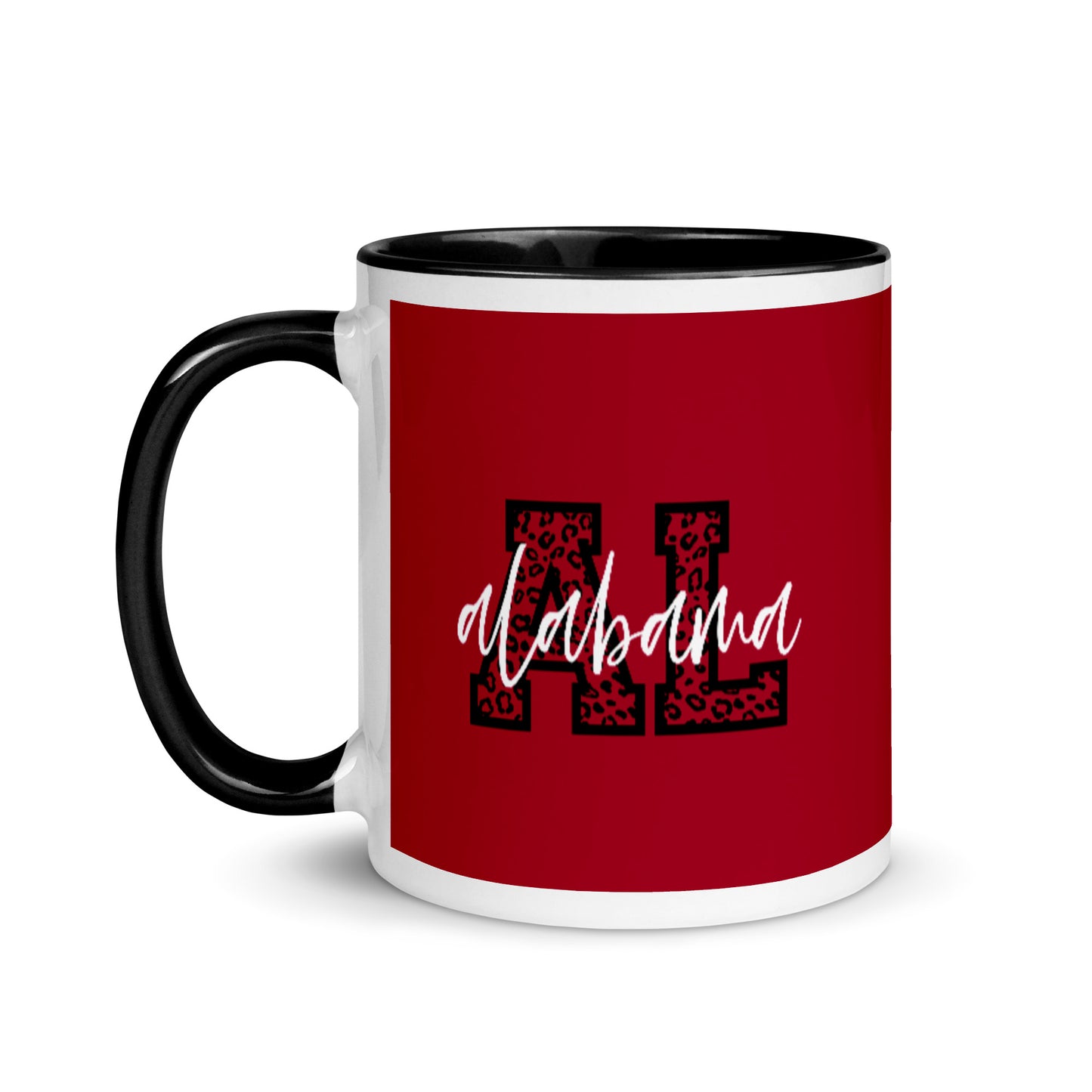 Alabama Script on Leopard AL Mug with Color Inside