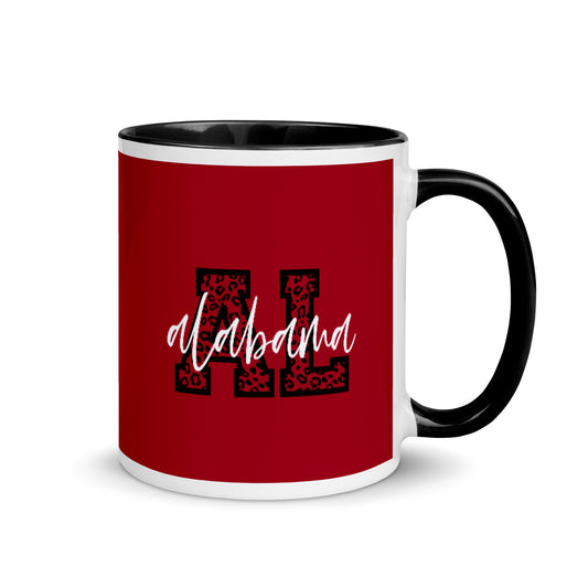 Alabama Script on Leopard AL Mug with Color Inside