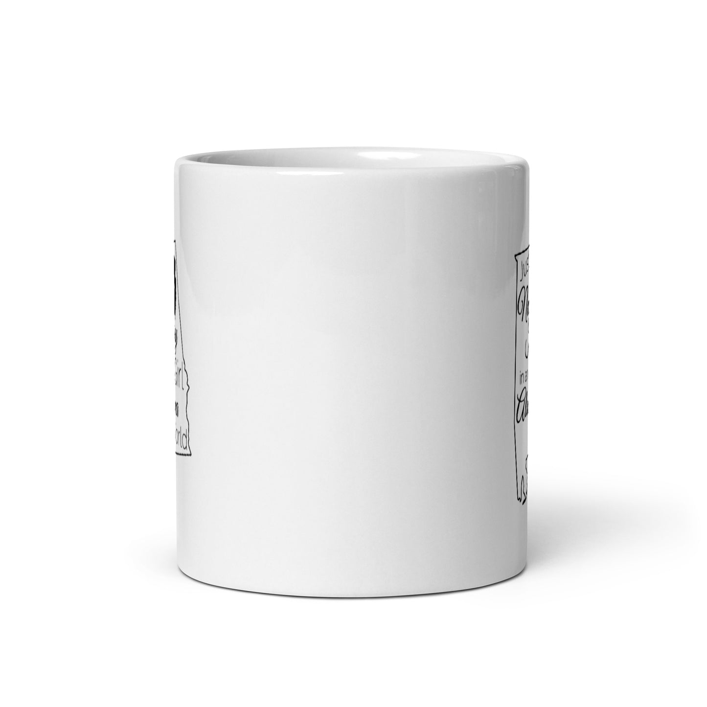 Just a New Jersey Girl in an Alabama World White glossy mug
