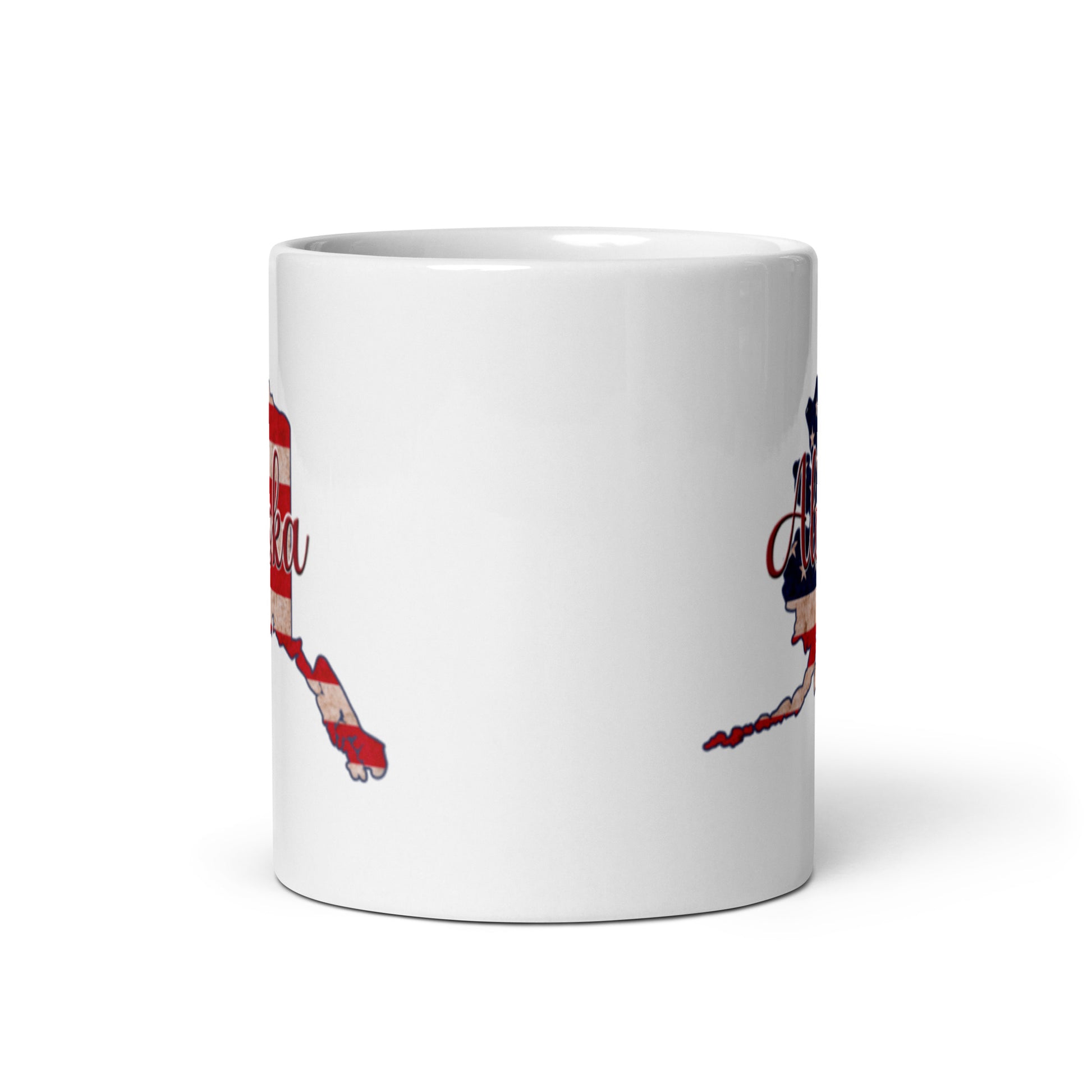 Alaska US Flag White Glossy Ceramic Mug