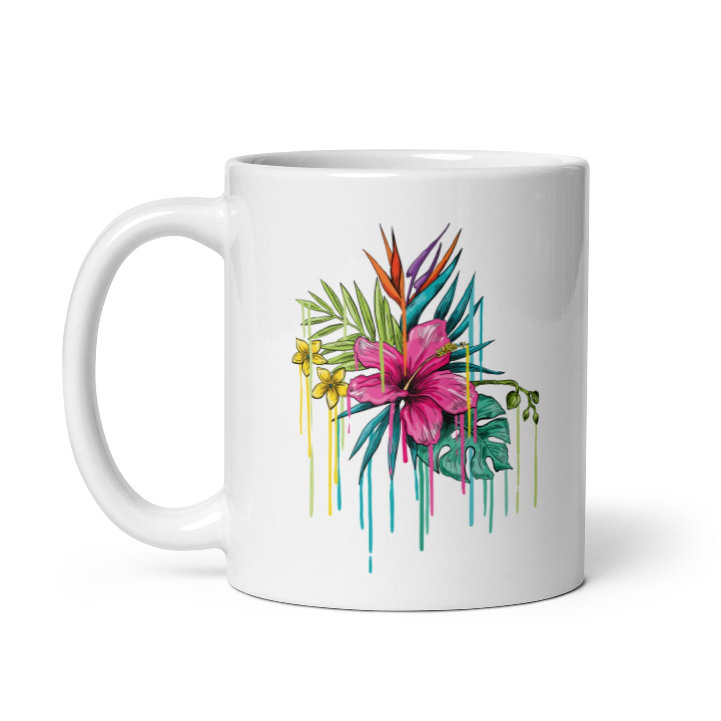 Pink Flower White glossy mug