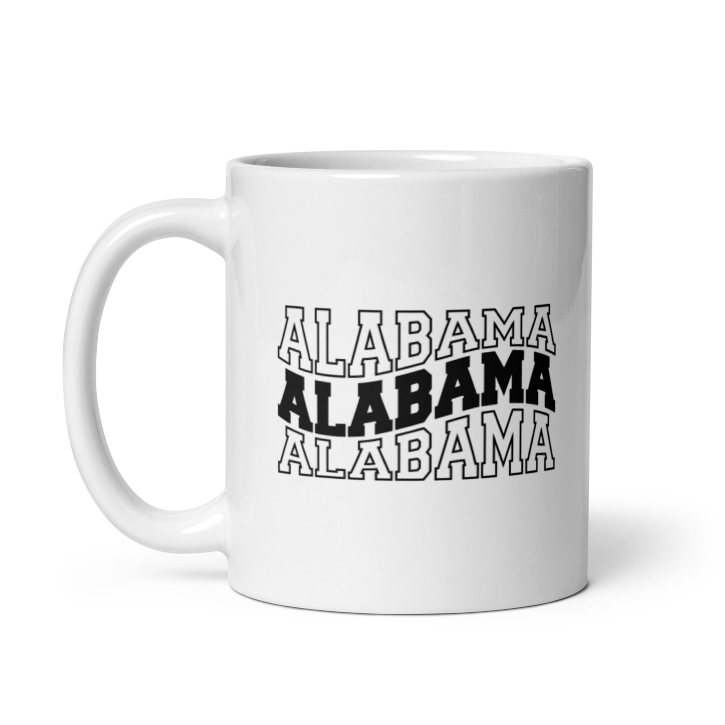 Alabama Wavy Letters White glossy mug
